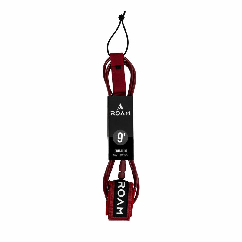 ROAM Surfboard Leash Premium 9.0 Dunkelrot