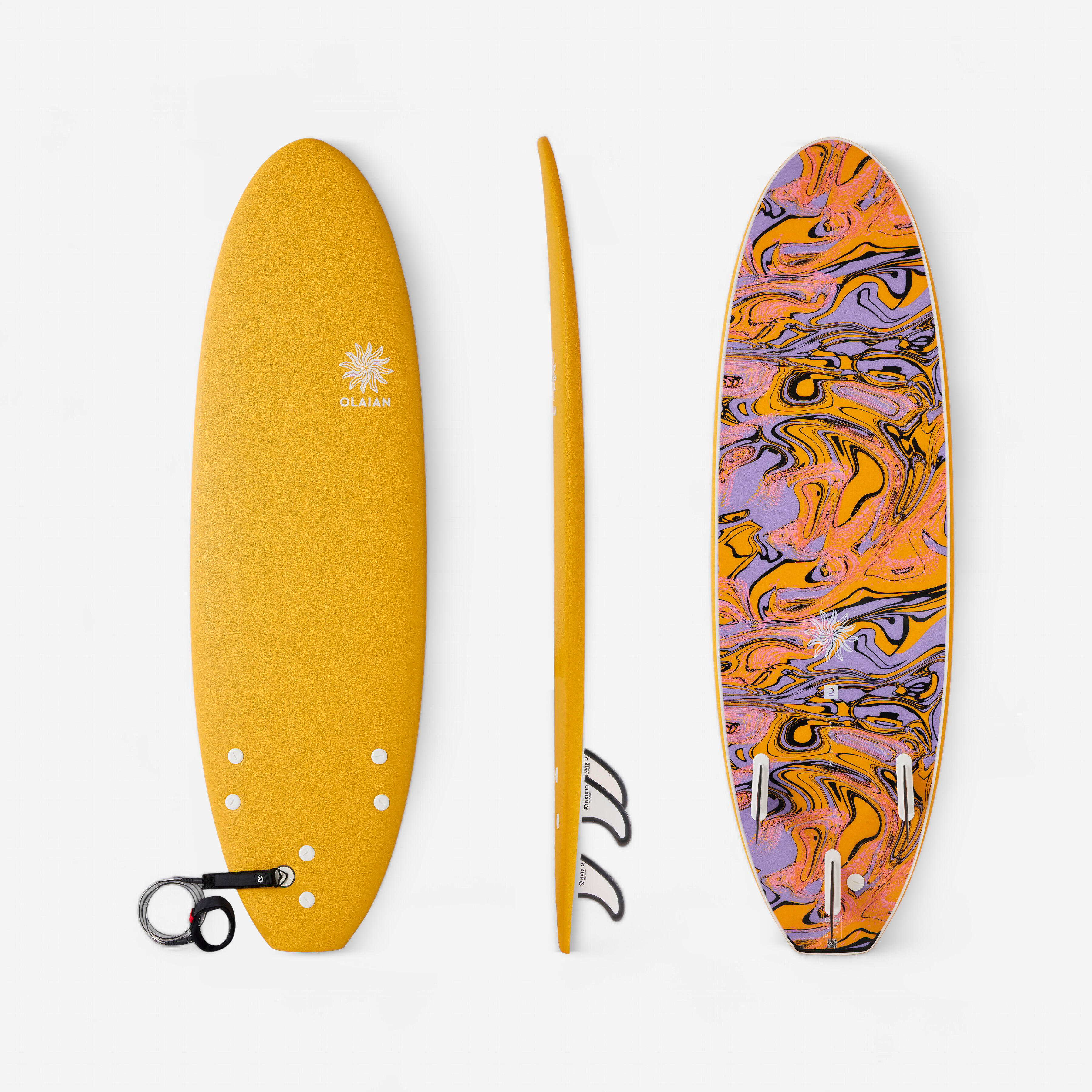 OLAIAN Surfboard Schaumstoff Kinder und Erwachsene 6' - 500 Soft gelb No Size