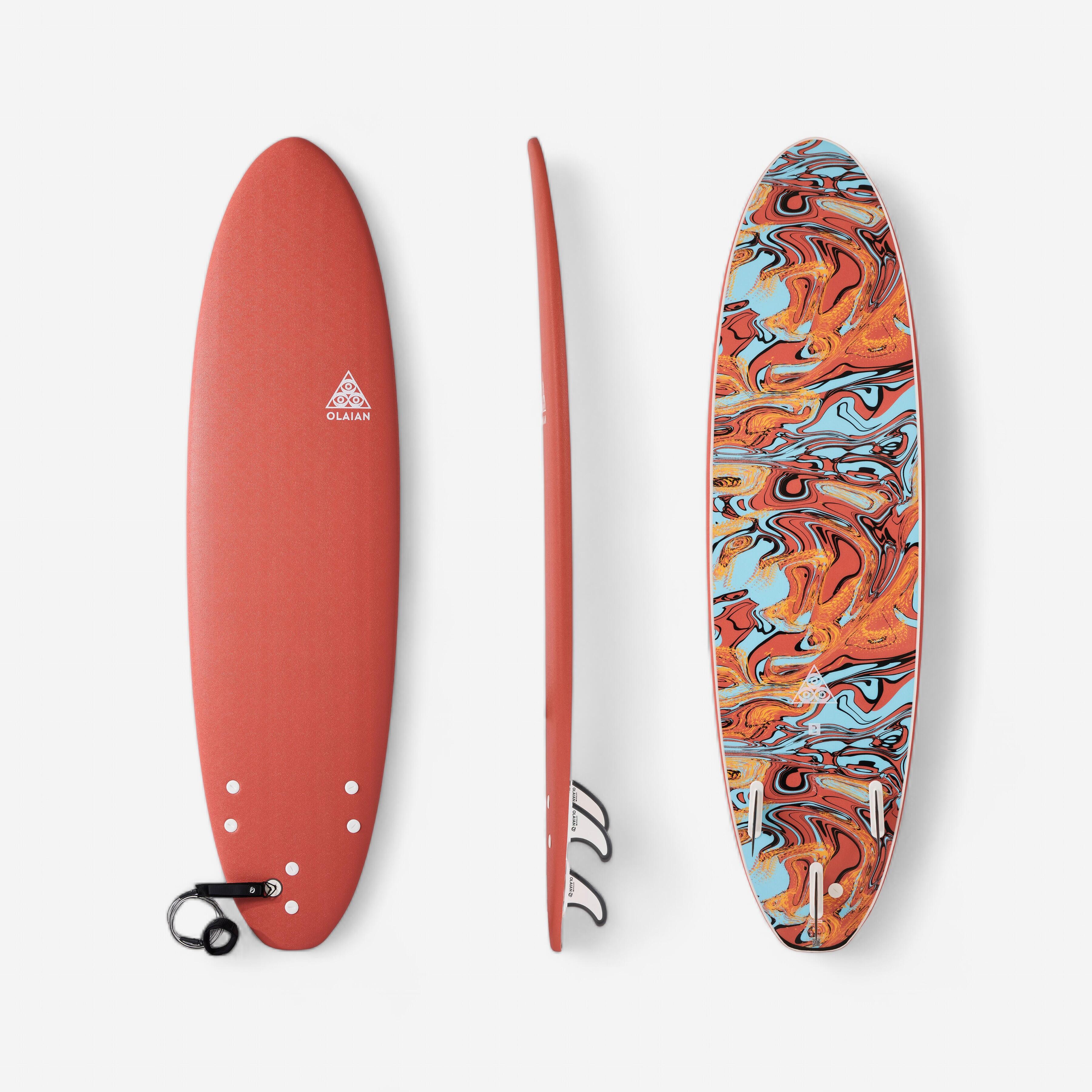 OLAIAN Surfboard Erwachsene/Kinder Schaumstoff 500 Soft 7? orange No Size