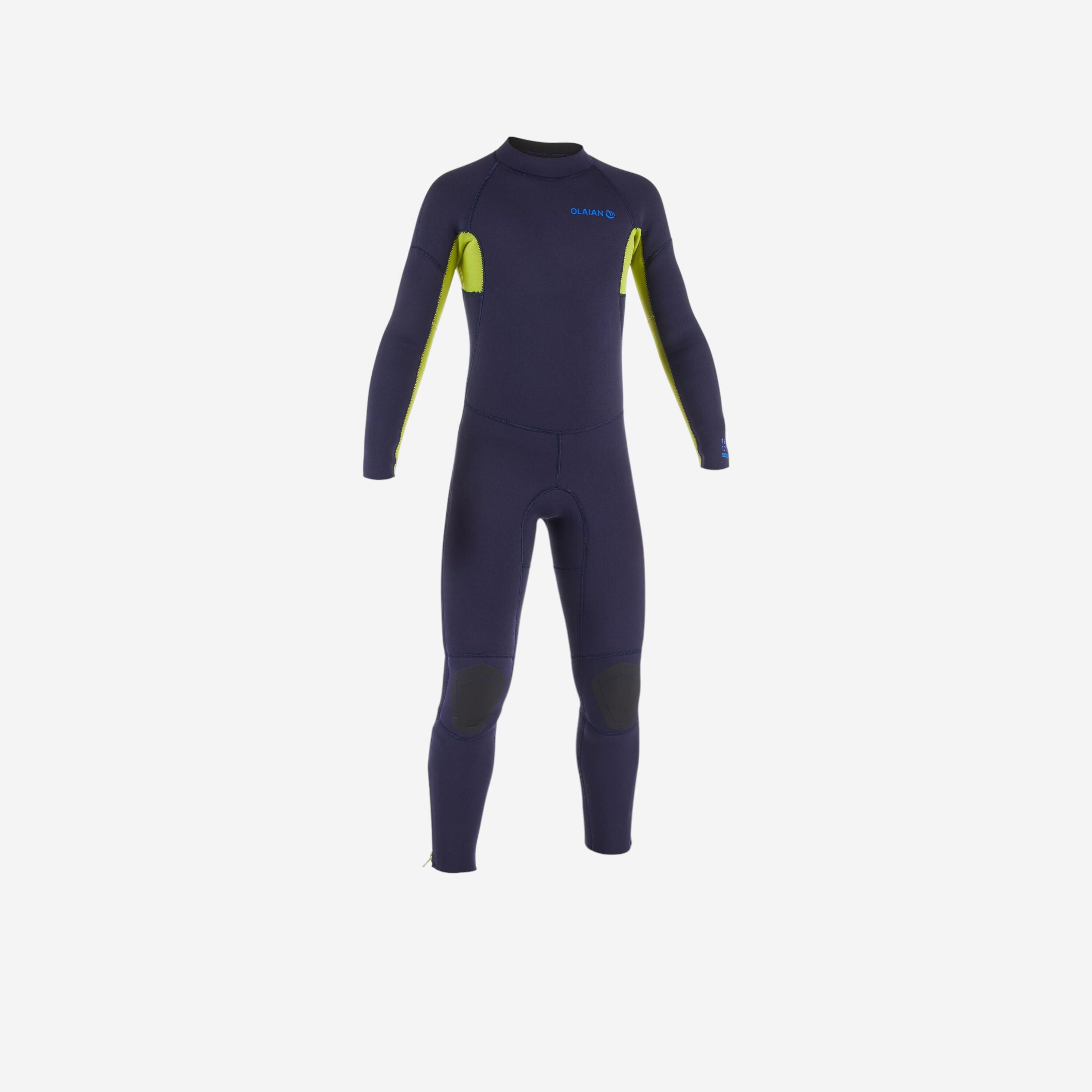 OLAIAN Neoprenanzug Surfen Kinder R?ckenrei?verschluss 100 4/3?mm blau/gelb 141-150cm 10-11J