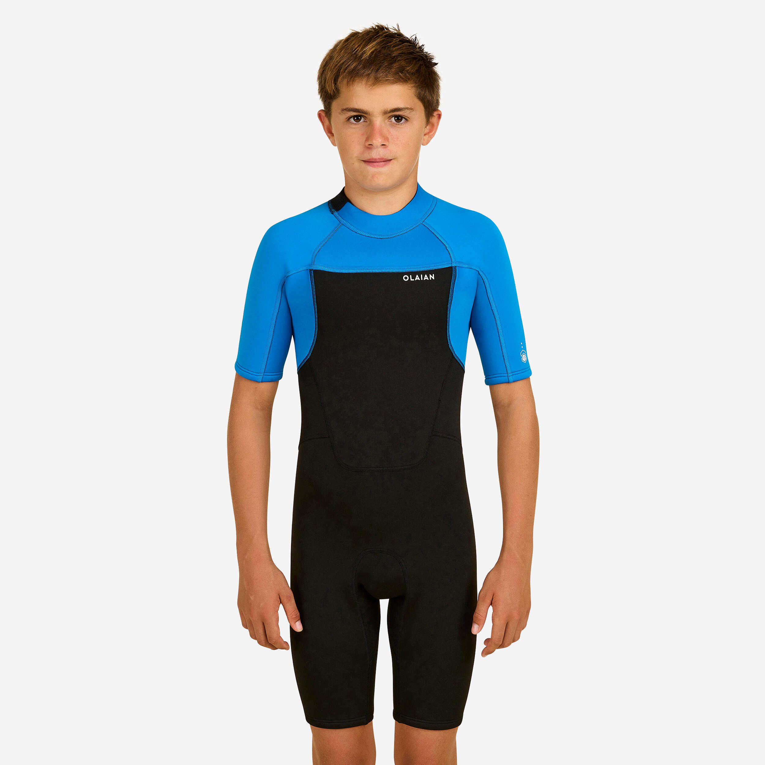 Decathlon Neopren Shorty Surfen Kinder Jungen Neoppren 1,5 mm 500 blau/schwarz 123-130cm 7-8J