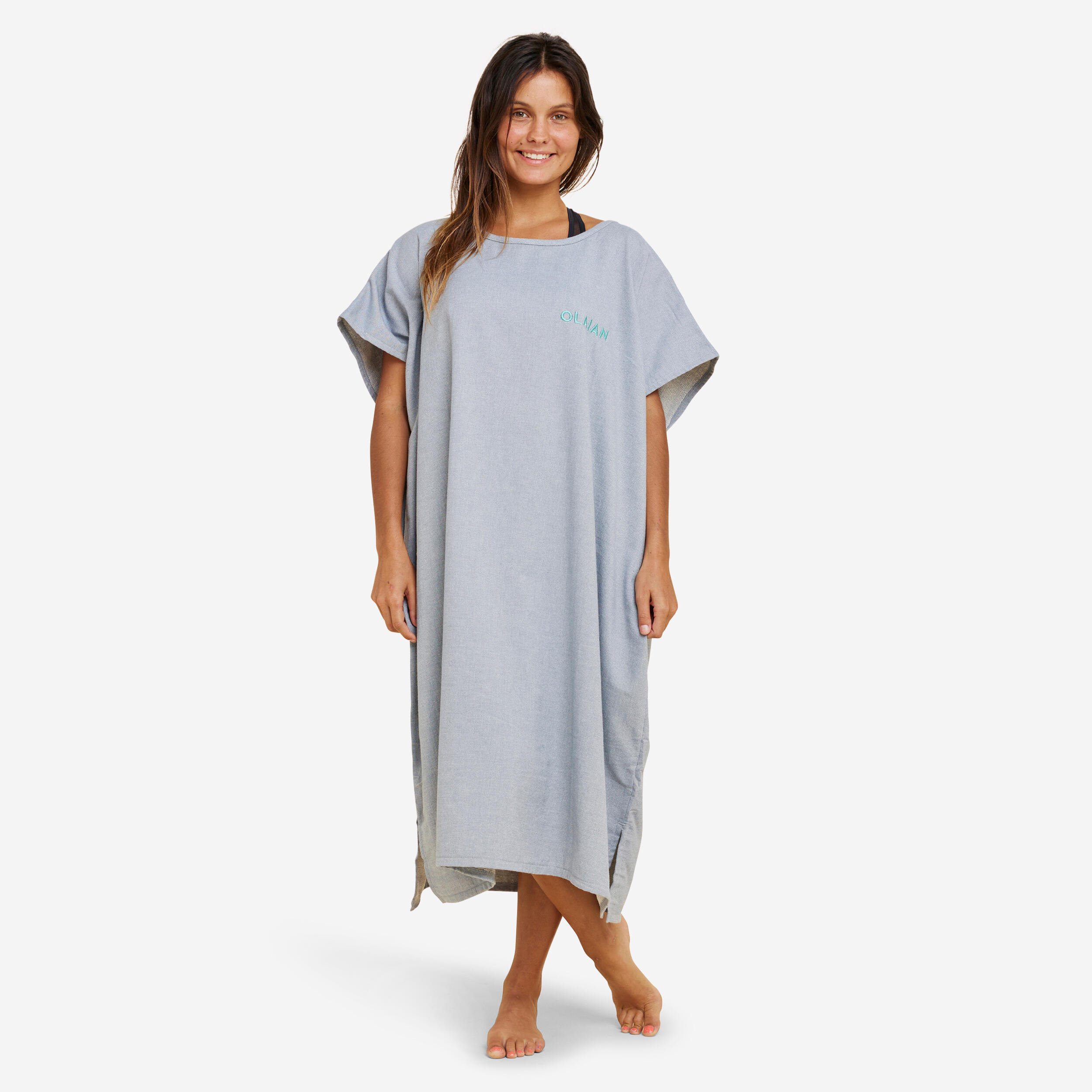 OLAIAN Surf-Poncho Damen/Herren - 100 grau meliert Einheitsgröße