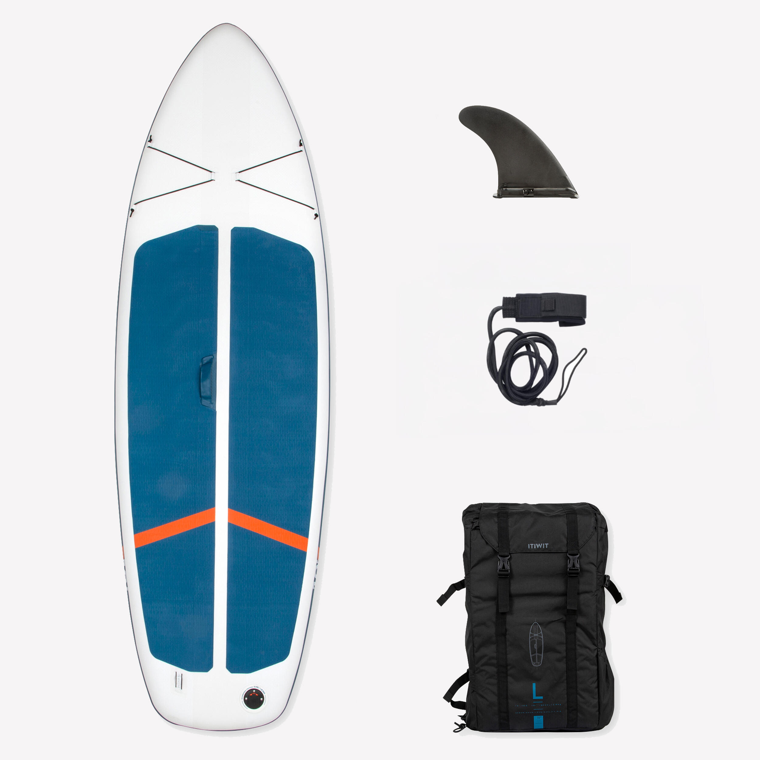 ITIWIT SUP Stand Up Paddle aufblasbar und kompakt 10' (max. 130 kg) - SUP100 weiss/blau No Size
