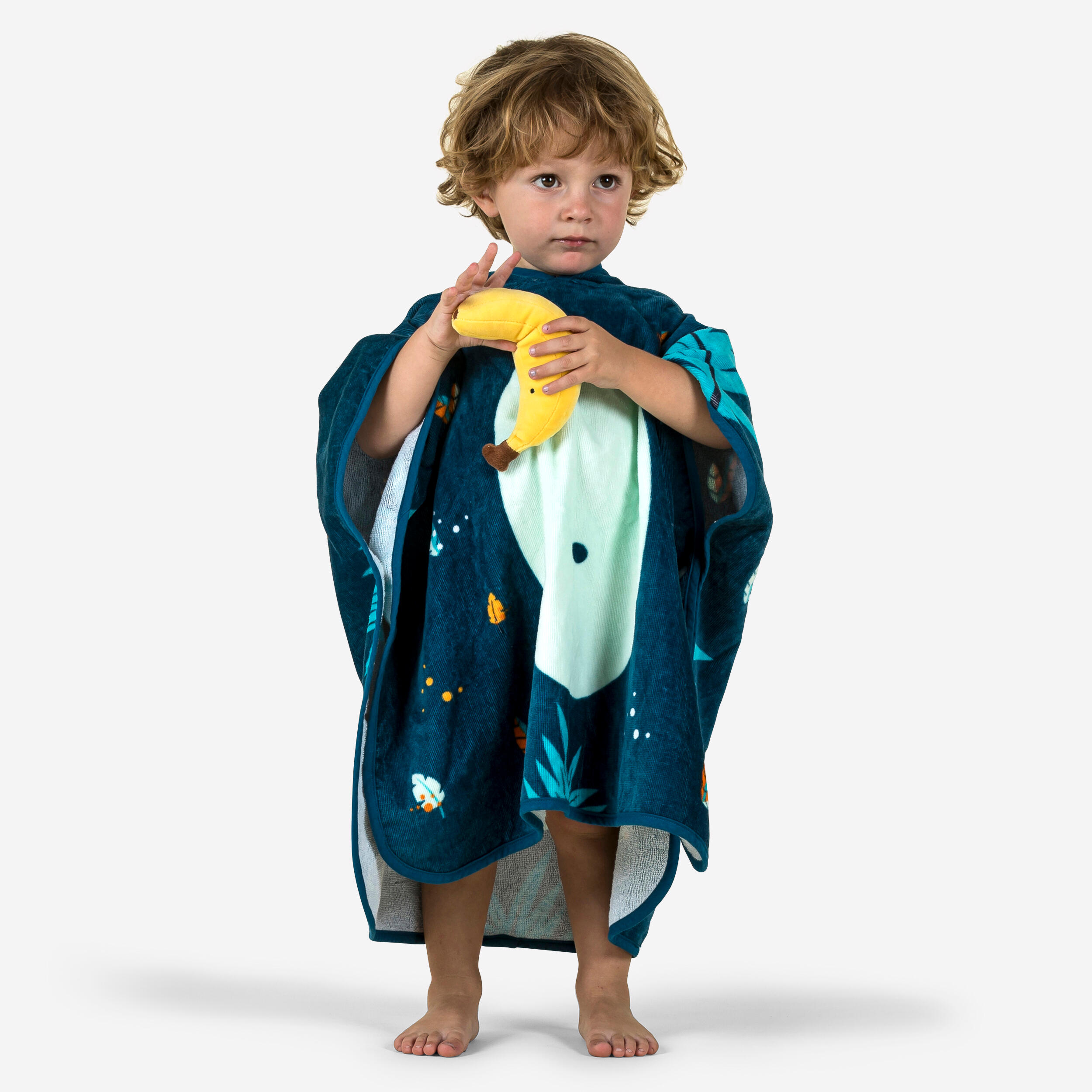 NABAIJI Bade-Poncho Baby Baumwolle - Affe dunkelblau 95-112 cm 3-5J