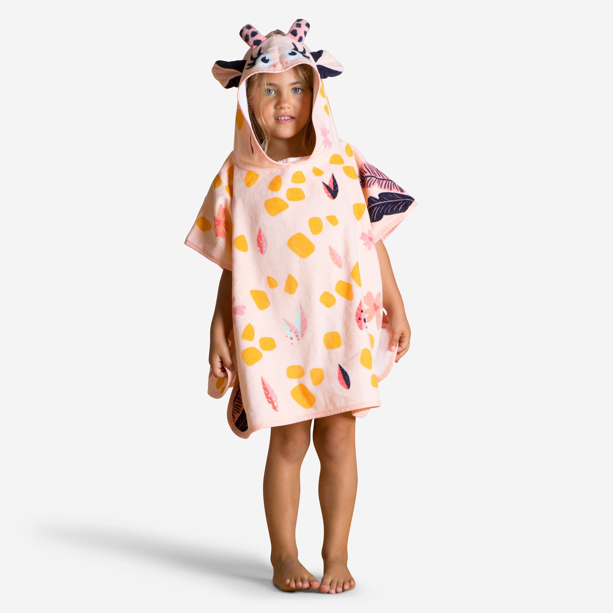 NABAIJI Bade-Poncho Baby Baumwolle - Giraffe wei?/rosa 95-112 cm 3-5J