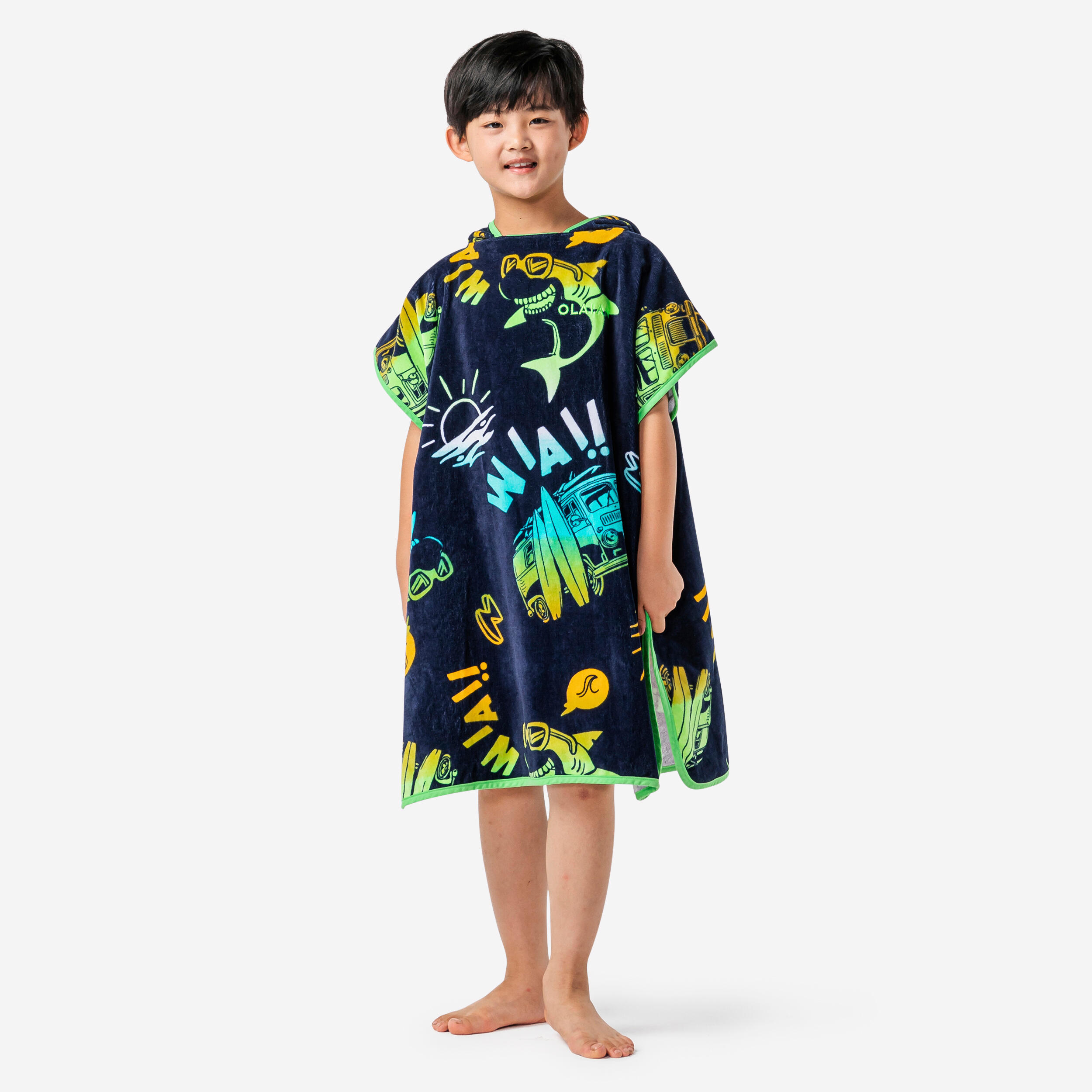 OLAIAN Surf-Poncho Kinder 500 Vanlife 110-135?cm blau No Size