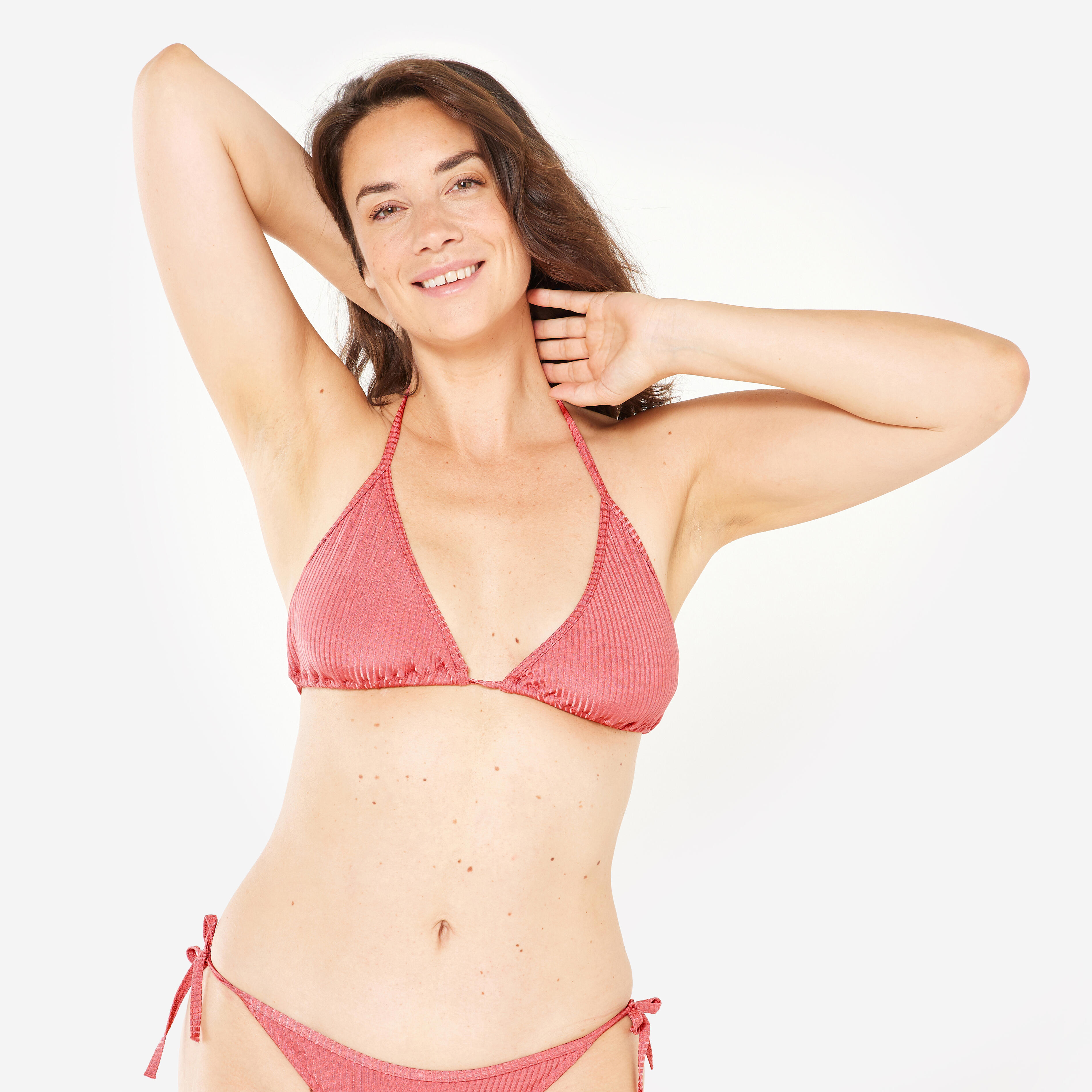 OLAIAN Bikini-Oberteil Damen Triangel verschiebbar Mae gerippt rosa DE 42 / FR 44