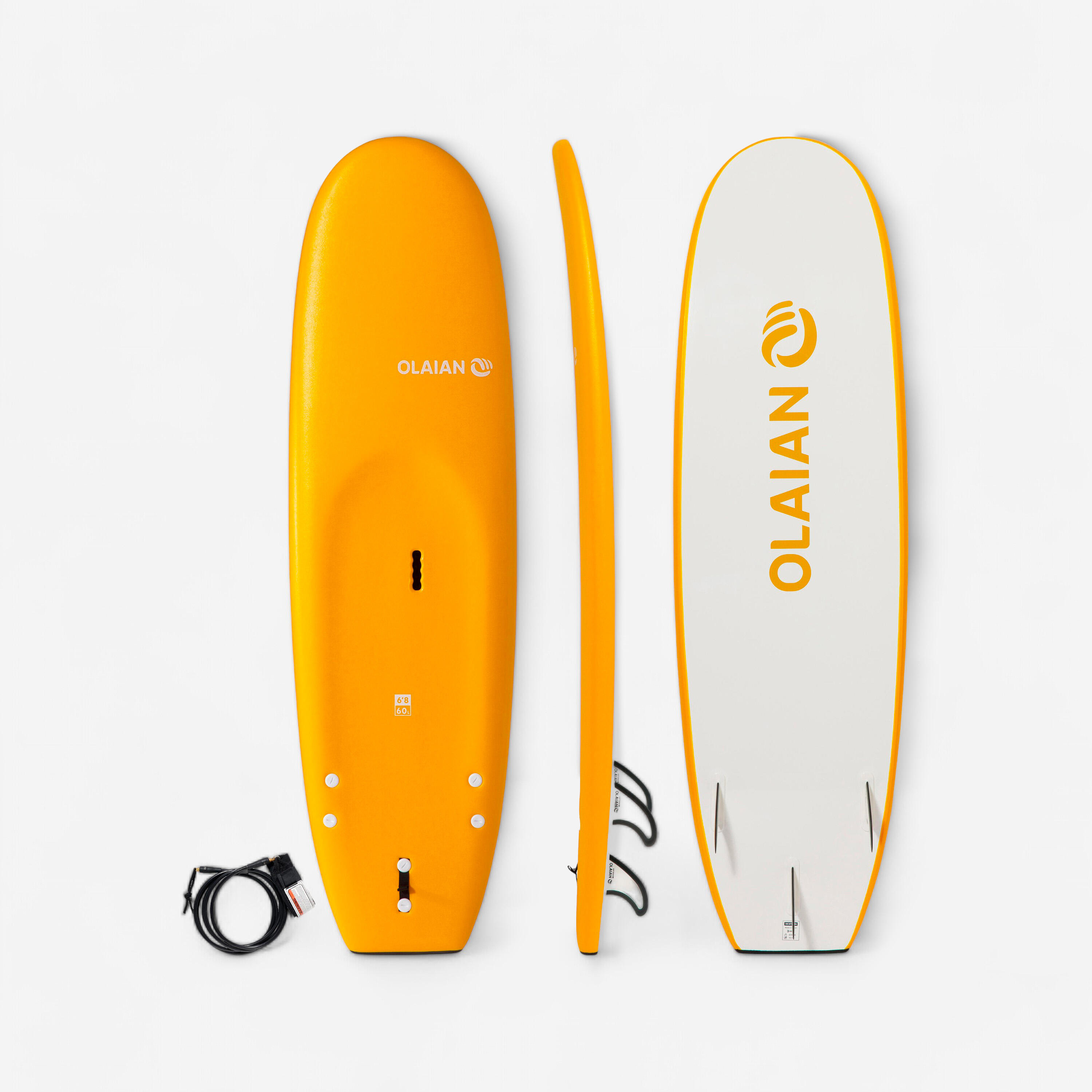 OLAIAN Surfboard Schaumstoff - 100 inkl. Leash und 3 Finnen 6'8