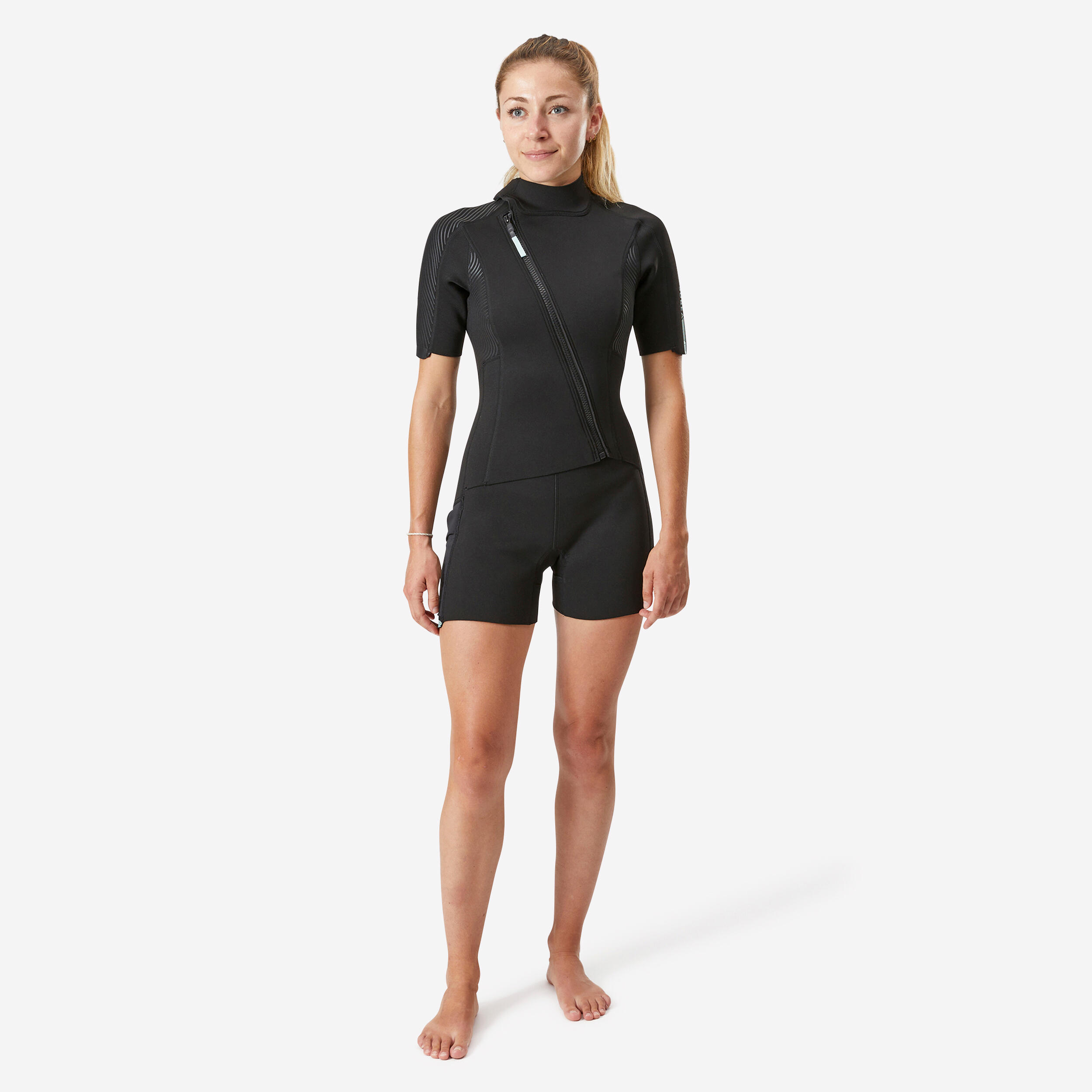 Decathlon Neopren Shorty Schnorcheln Damen mit schrägem Frontzip 2 mm Easy XS
