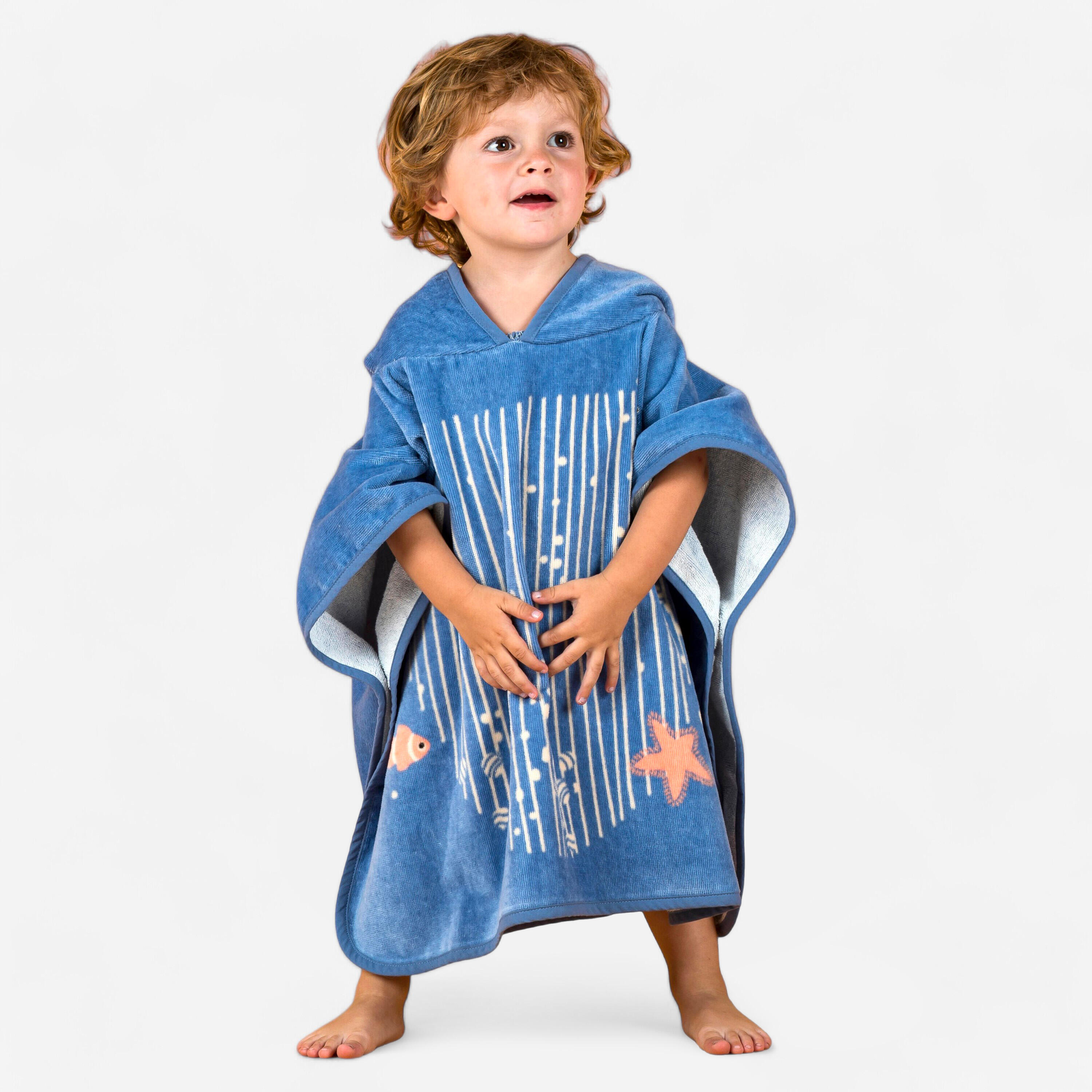 Decathlon Bade-Poncho Baby Baumwolle - Wal blau 95-112 cm 3-5J