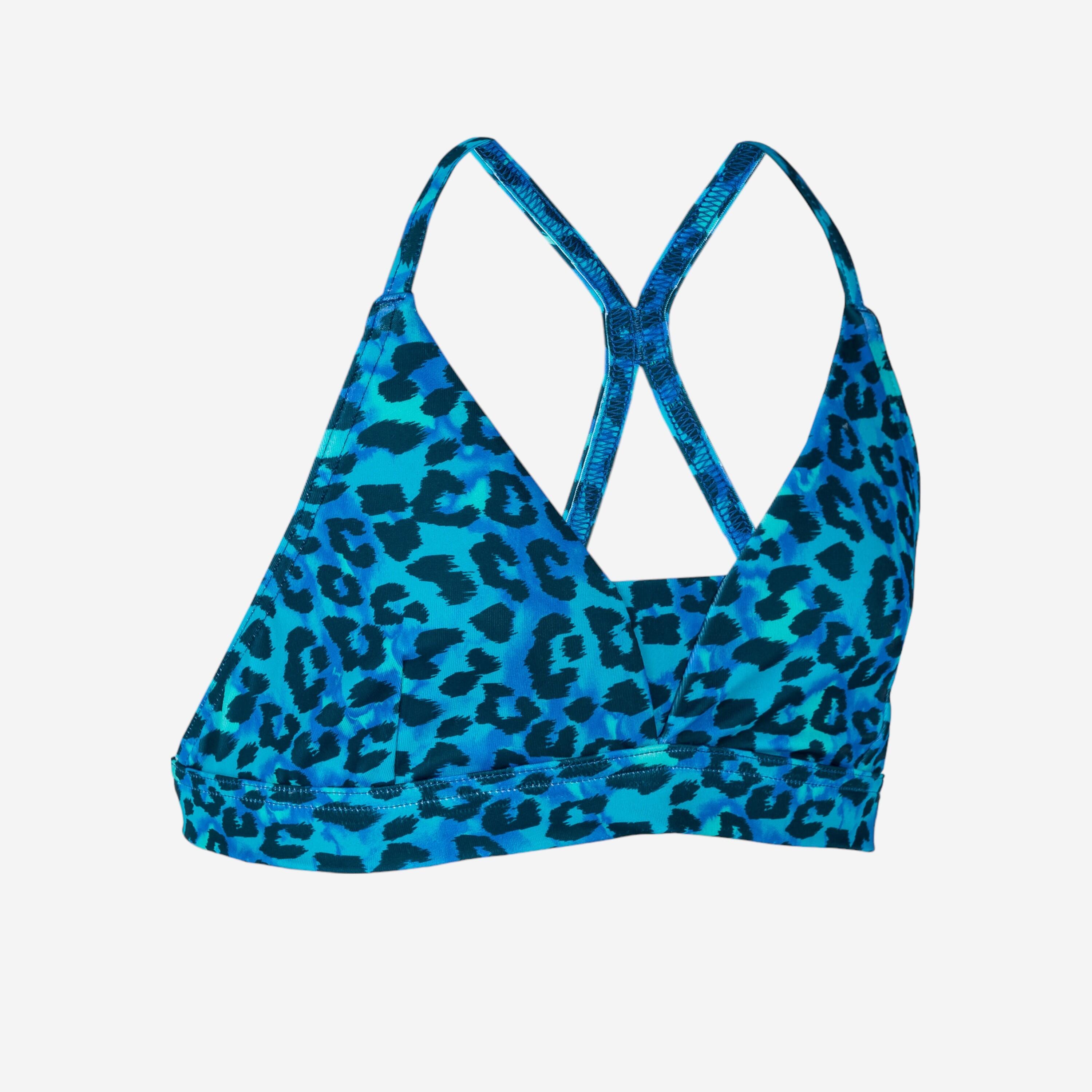 OLAIAN Bikini-Oberteil M?dchen Triangel - 500 Lizy Leopard blau 131-140cm 8-9J