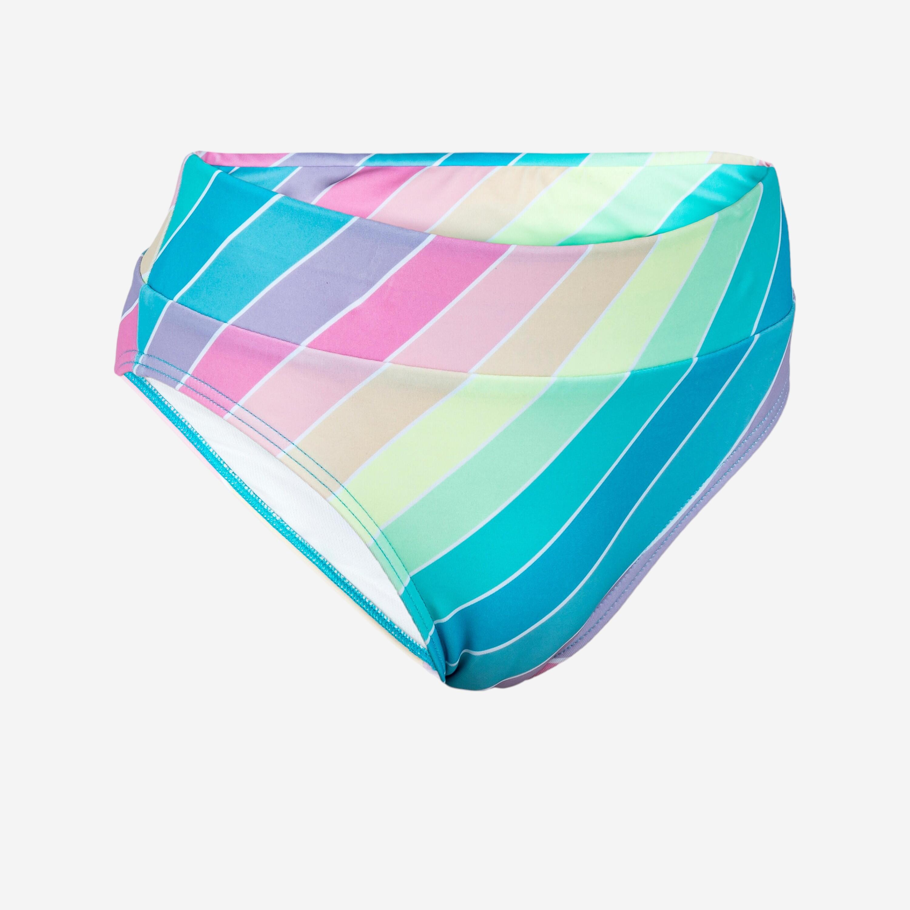 OLAIAN Bikini-Hose M?dchen 500 Bao Rainbow Stripes t?rkis 160-166cm 14-15J