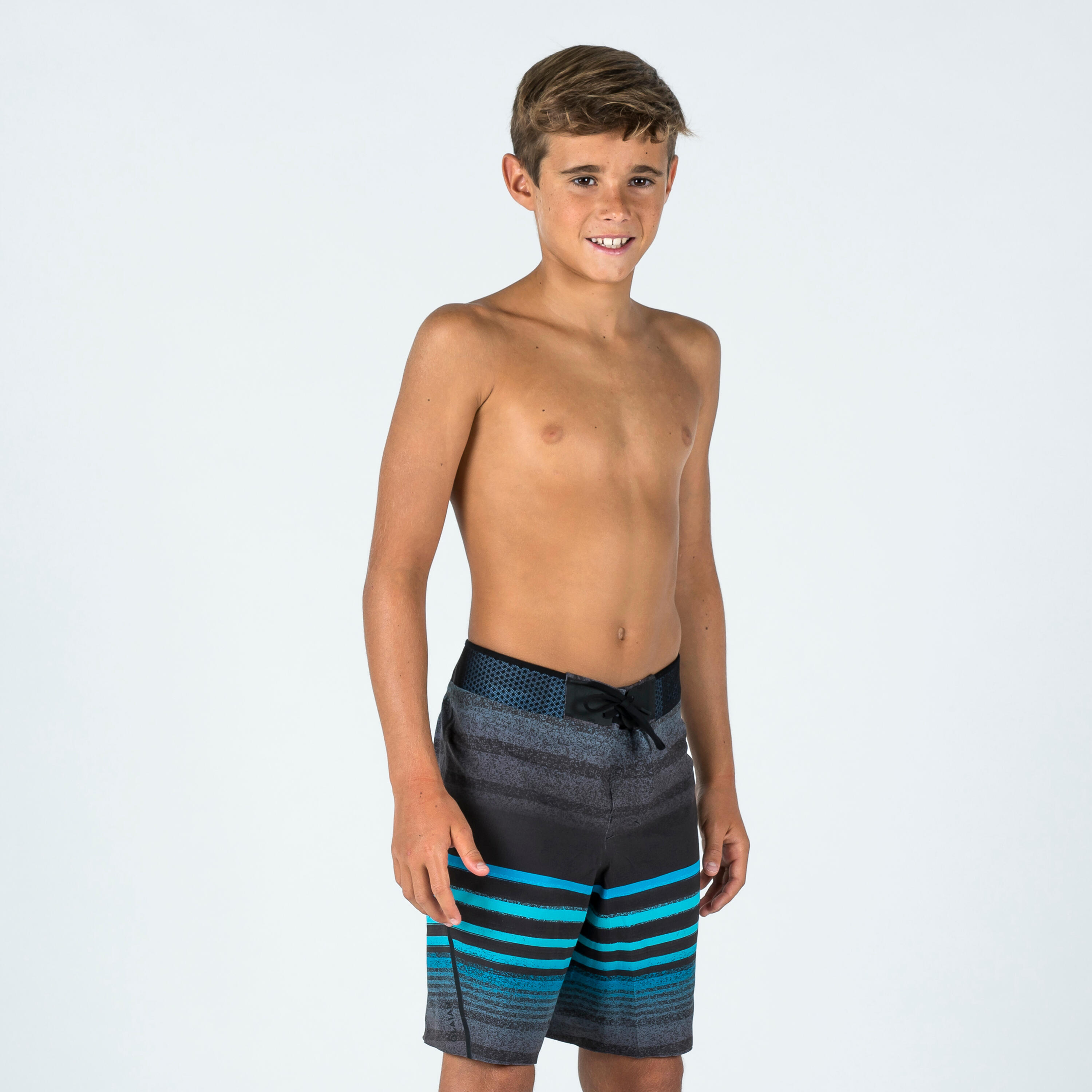 OLAIAN Boardshorts Kinder Jungen 900?gestreift schwarz/blau 151-160cm 12-13J