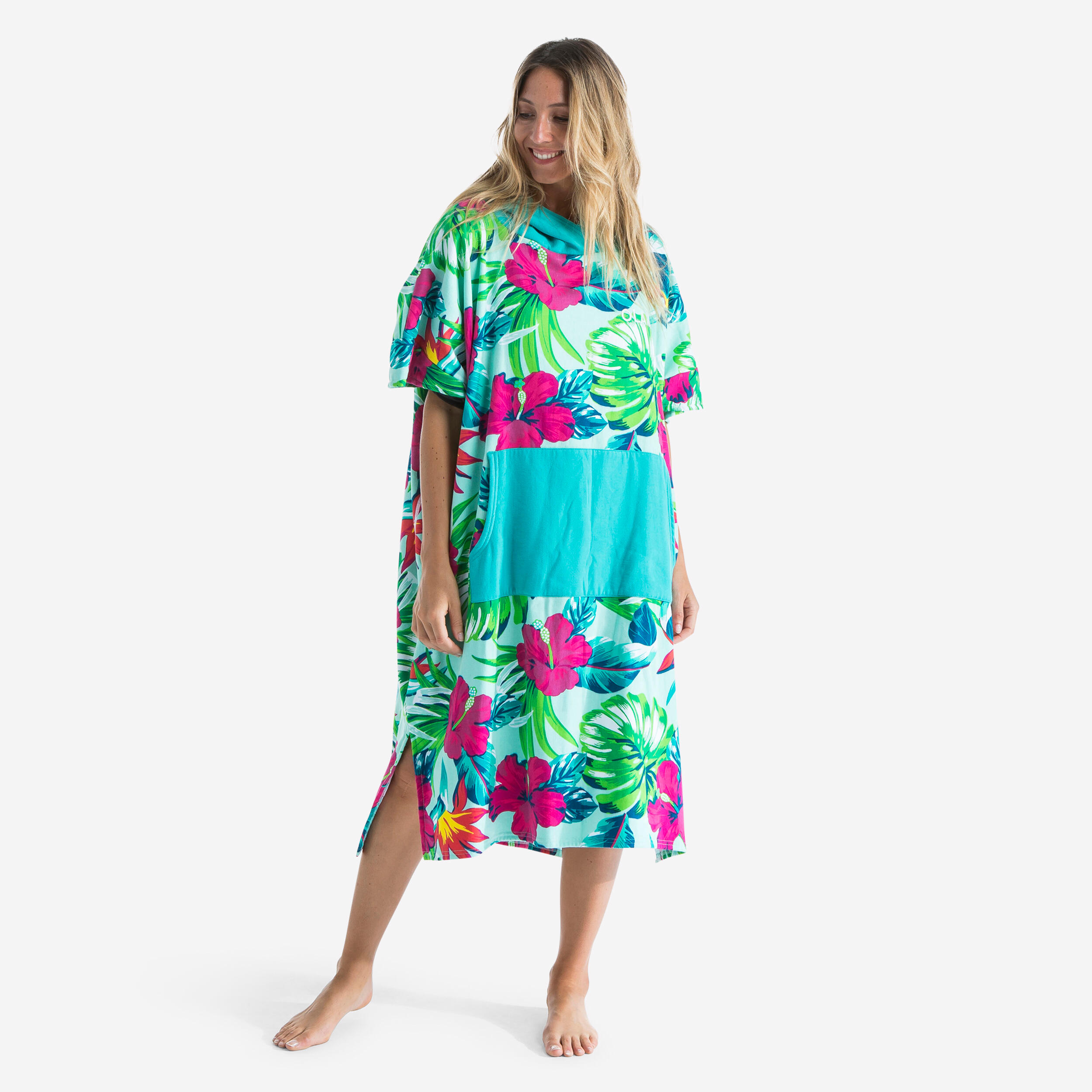OLAIAN Surf-Poncho Damen/Herren - 500 Bora gr?n/blau No Size