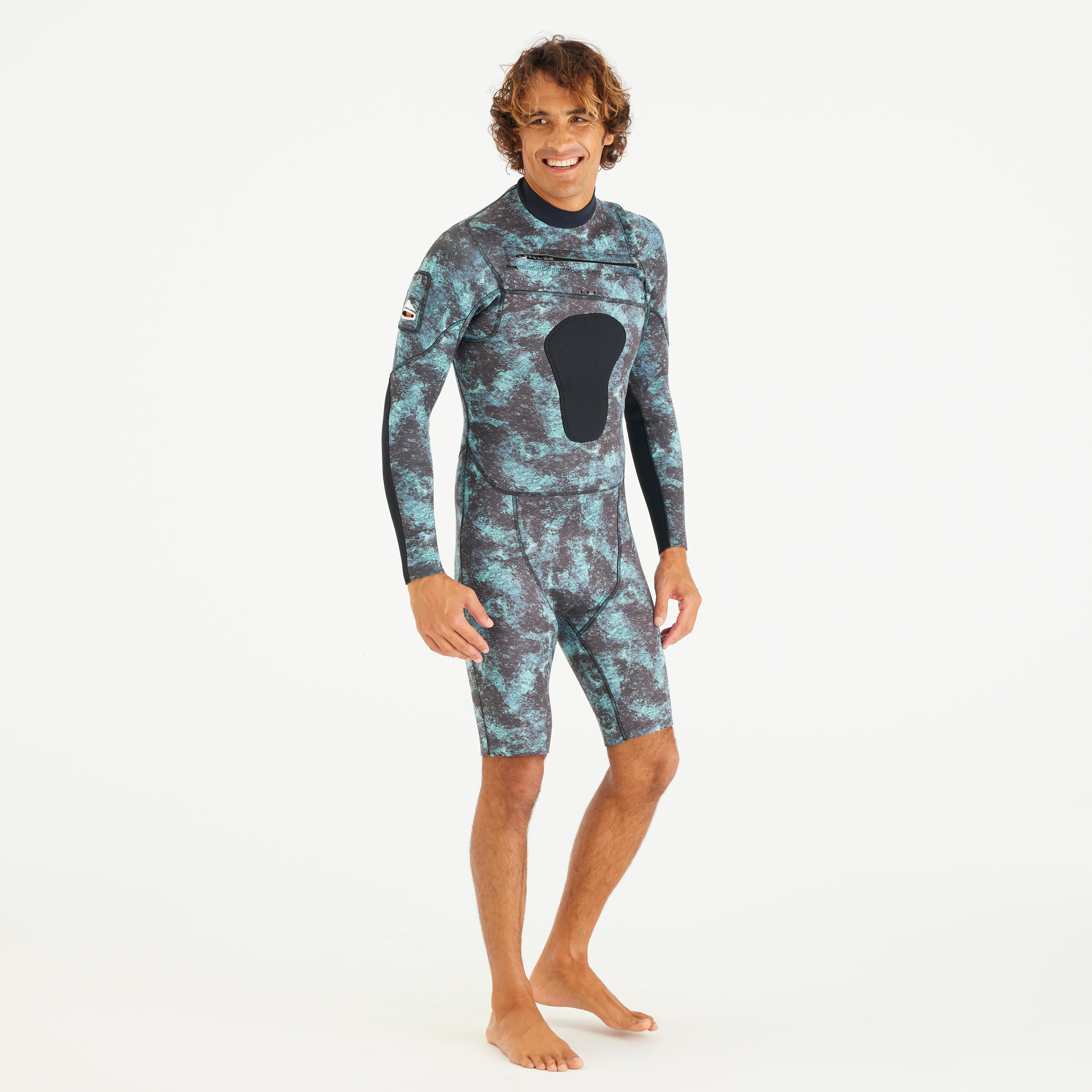 Decathlon Neopren Shorty Tauchen Herren langarm SPF 900 2,5 mm camouflage 2XL