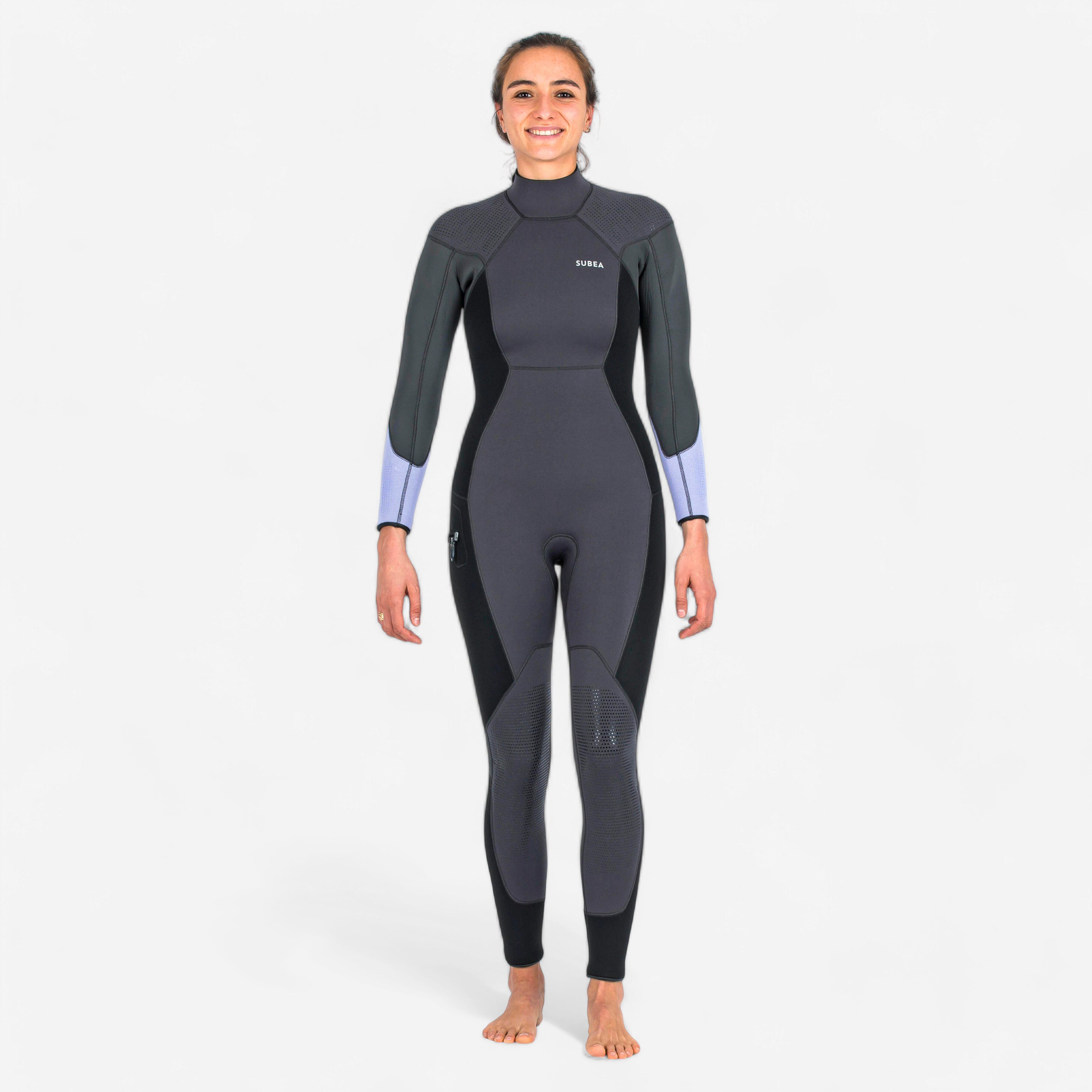 Decathlon Neoprenanzug Tauchen Damen 900 5 mm schwarz/lila M