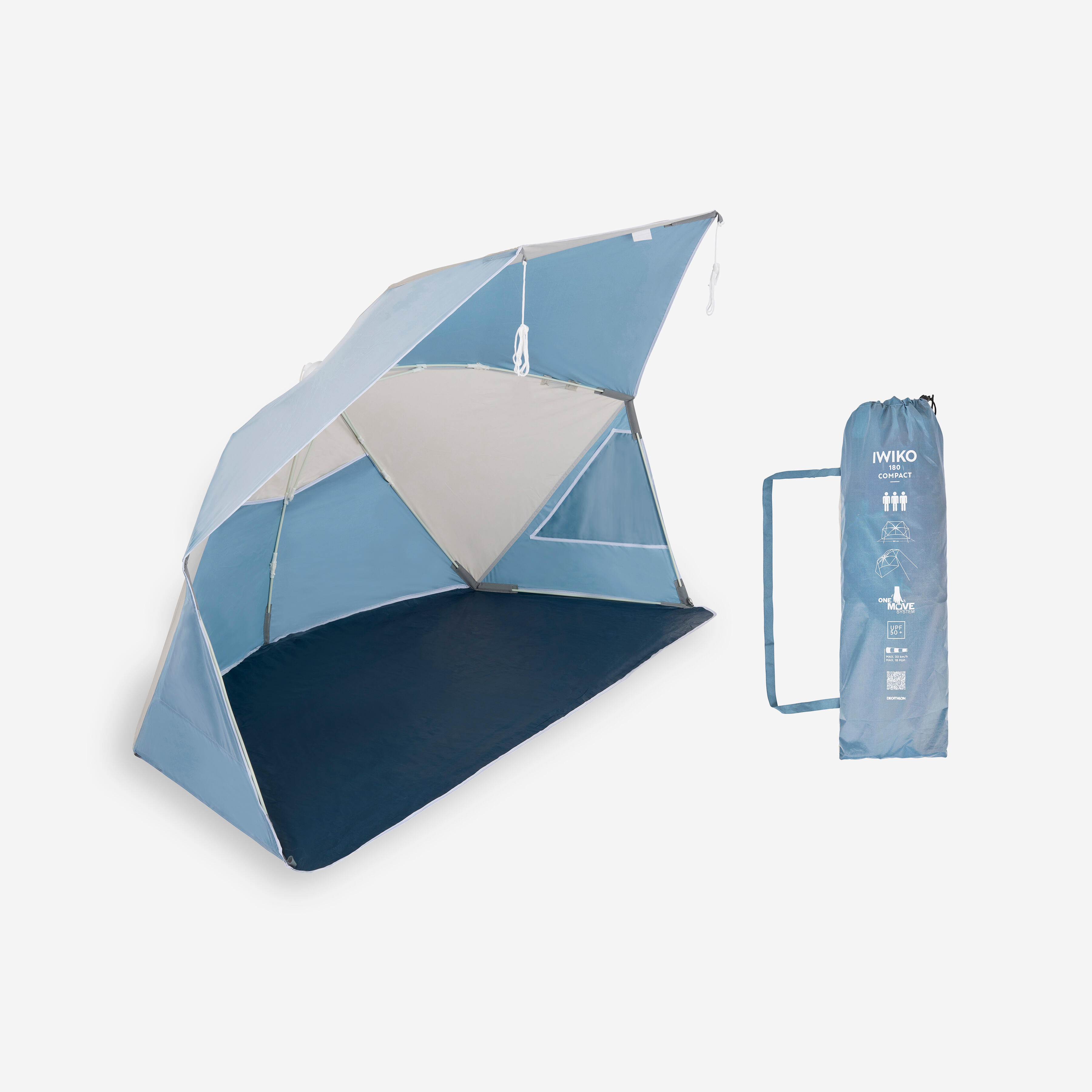 RADBUG Strandmuschel kompakt drei Personen UPF?50+ Durchmesser 180?cm Iwiko grau/beige No Size