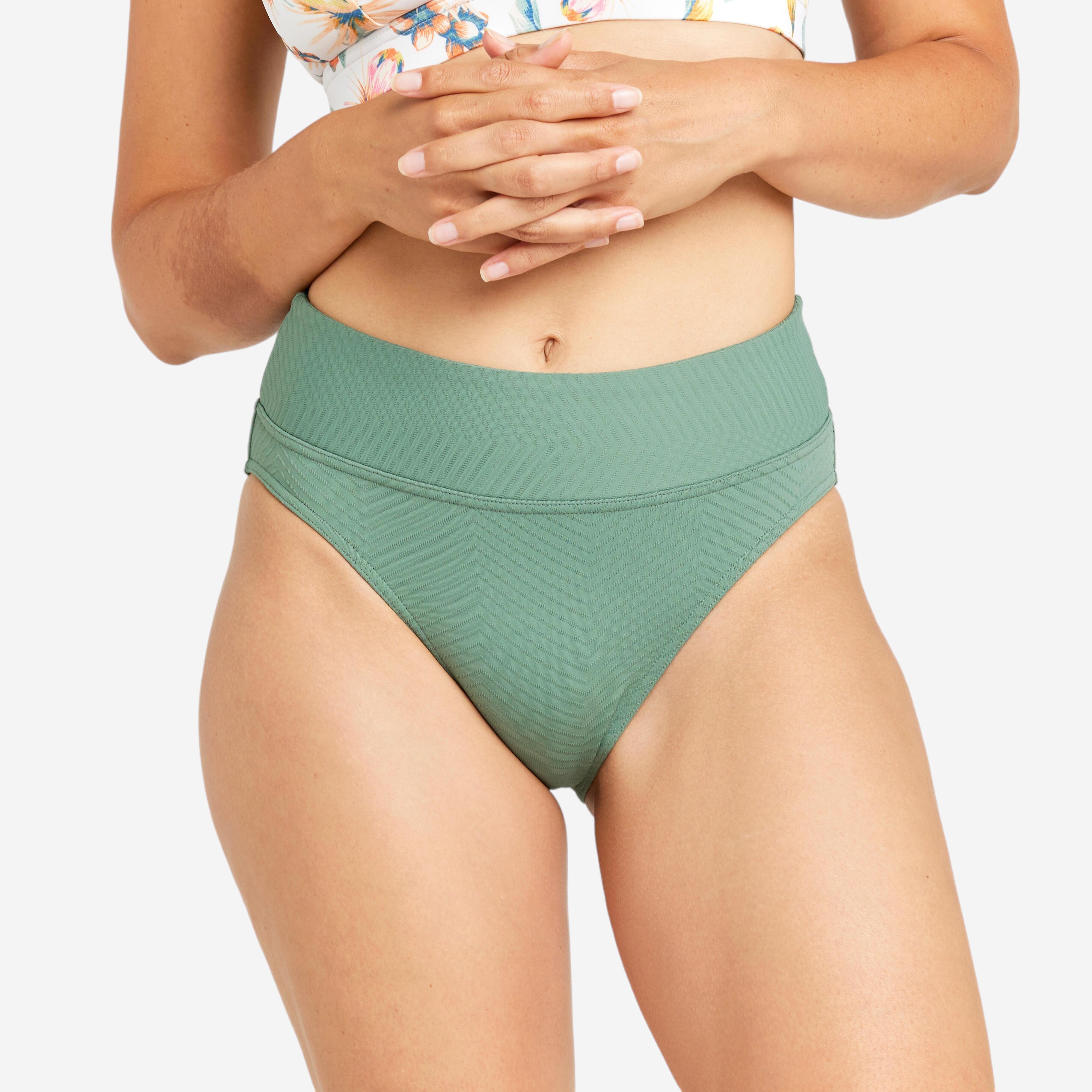 OLAIAN Bikini-Hose Damen hoher Taillenbund strukturiert Nora Venice khaki DE 36 / FR 38