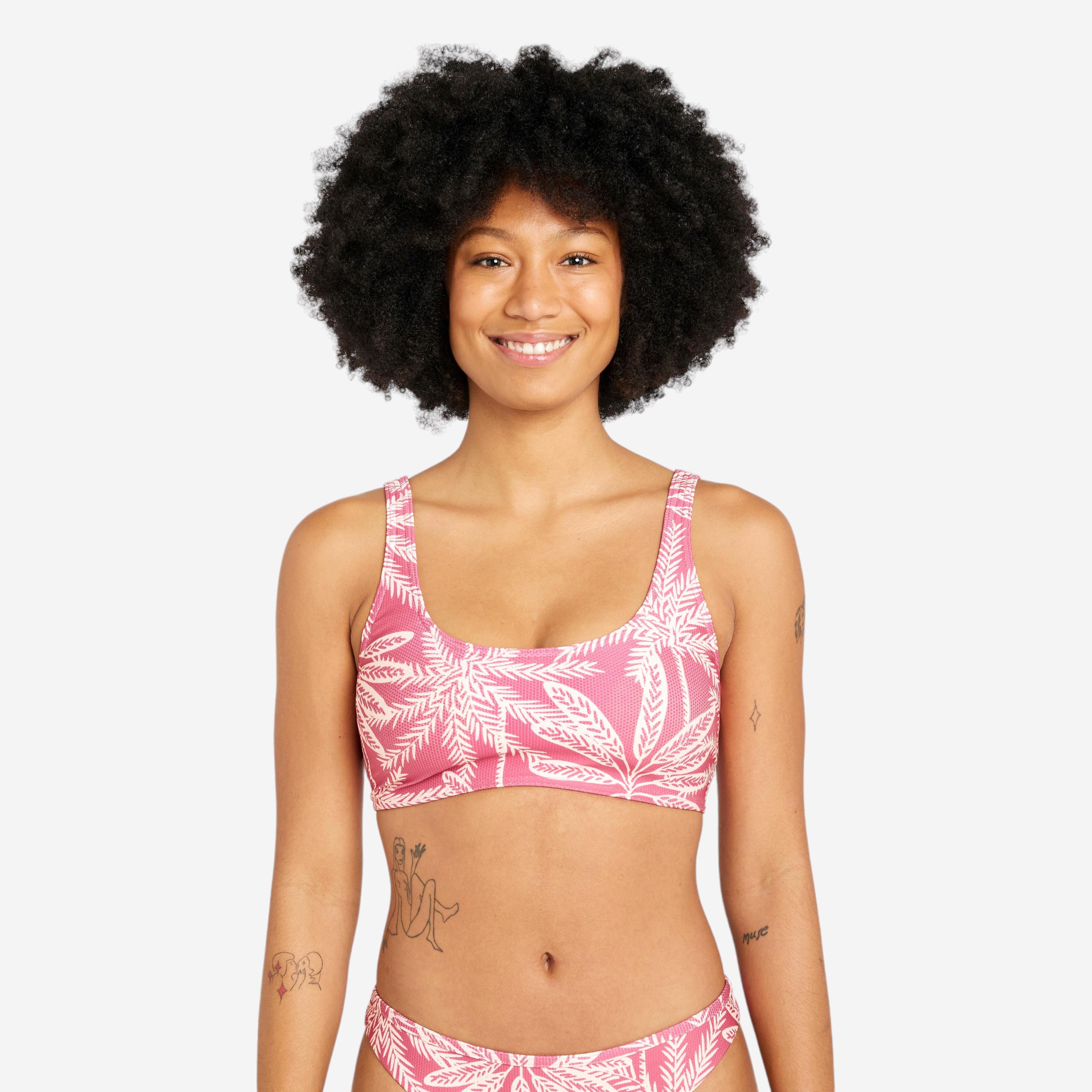 OLAIAN Bikini-Oberteil Bustier Damen texturiert - Aurely Palmer rosa DE 34 / FR 36