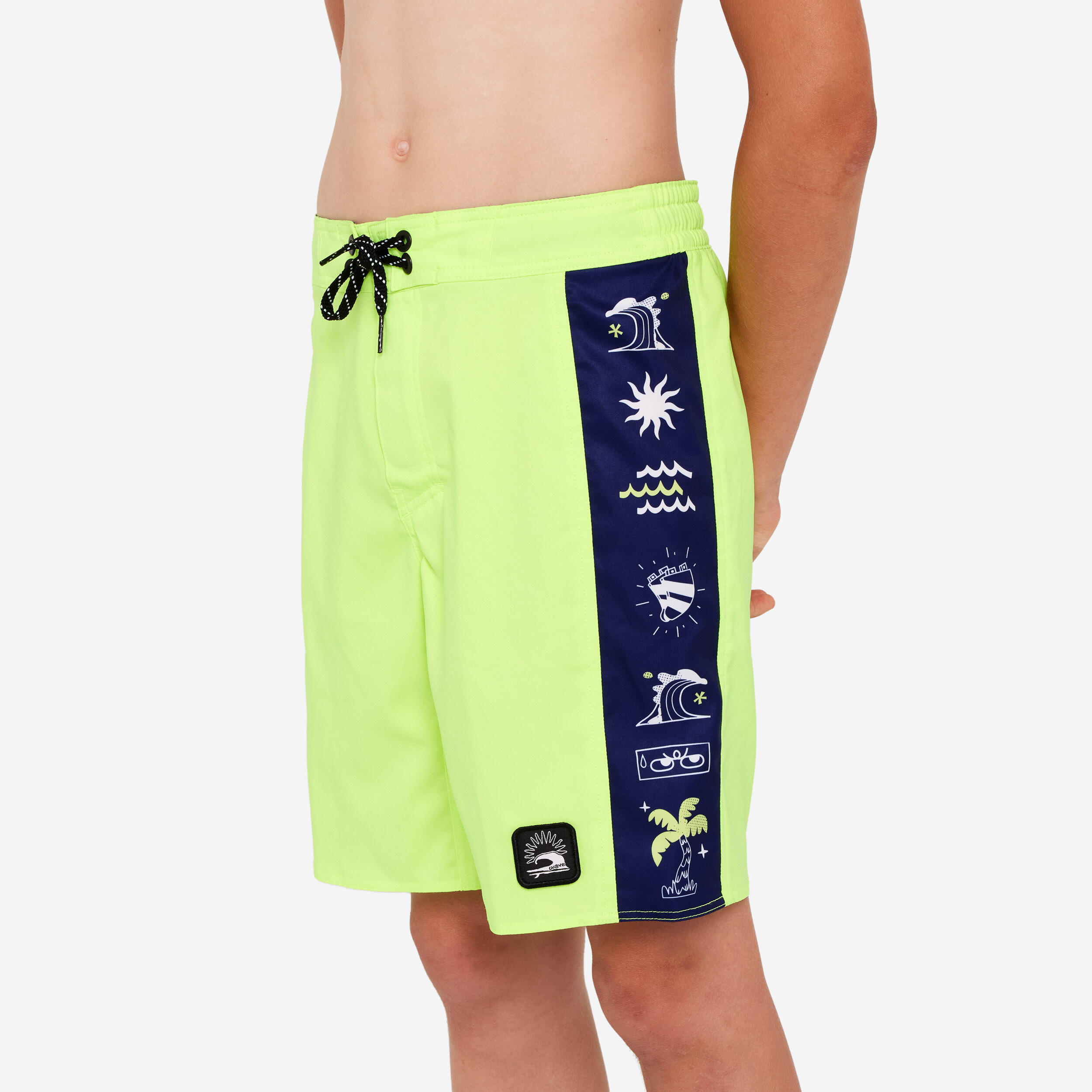 OLAIAN Boardshorts Surfen Jungen 900 Band gelb 161-172cm 14-15J
