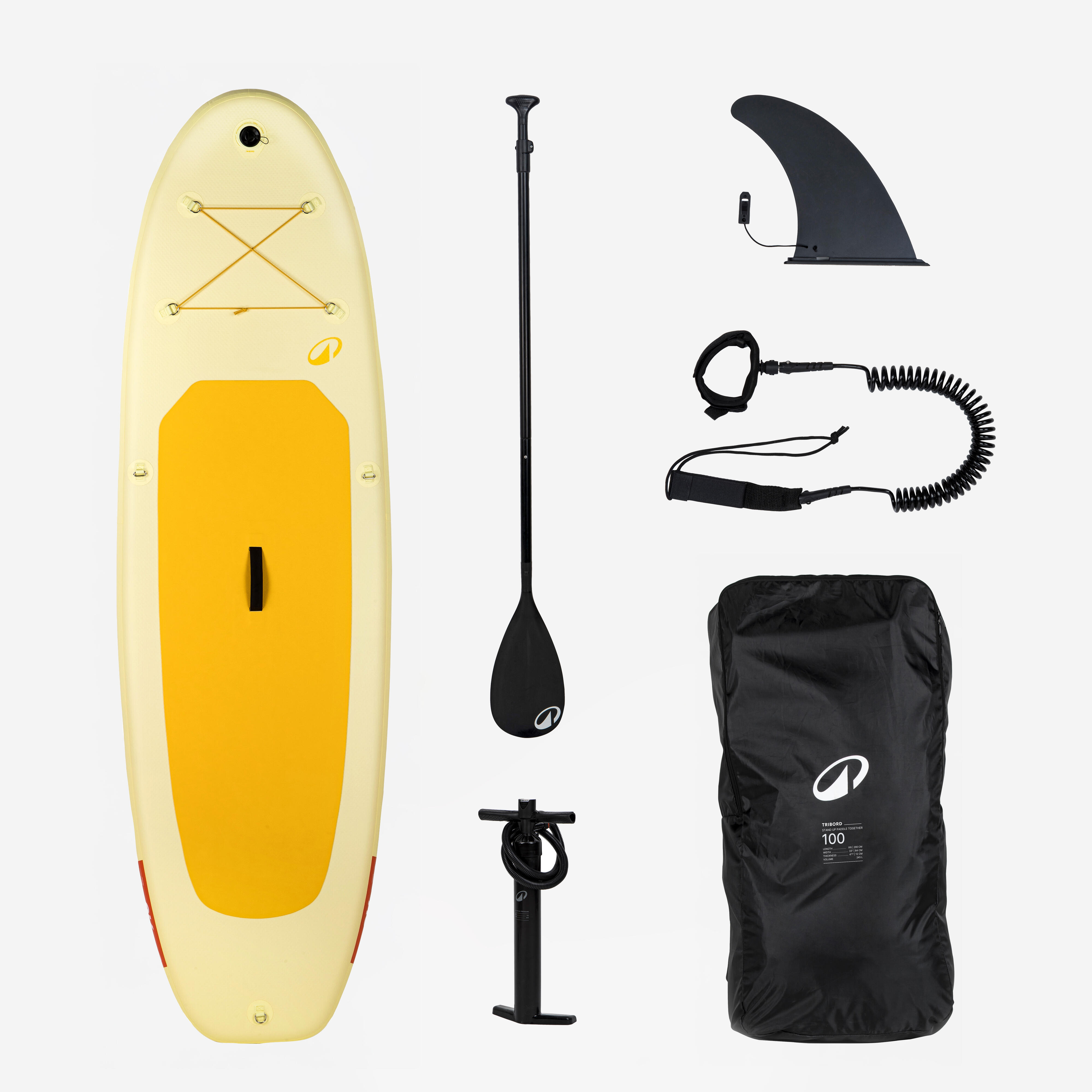 ITIWIT SUP Set Stand up Paddle aufblasbar 9'6  (bis 80 kg) - 100 gelb No Size