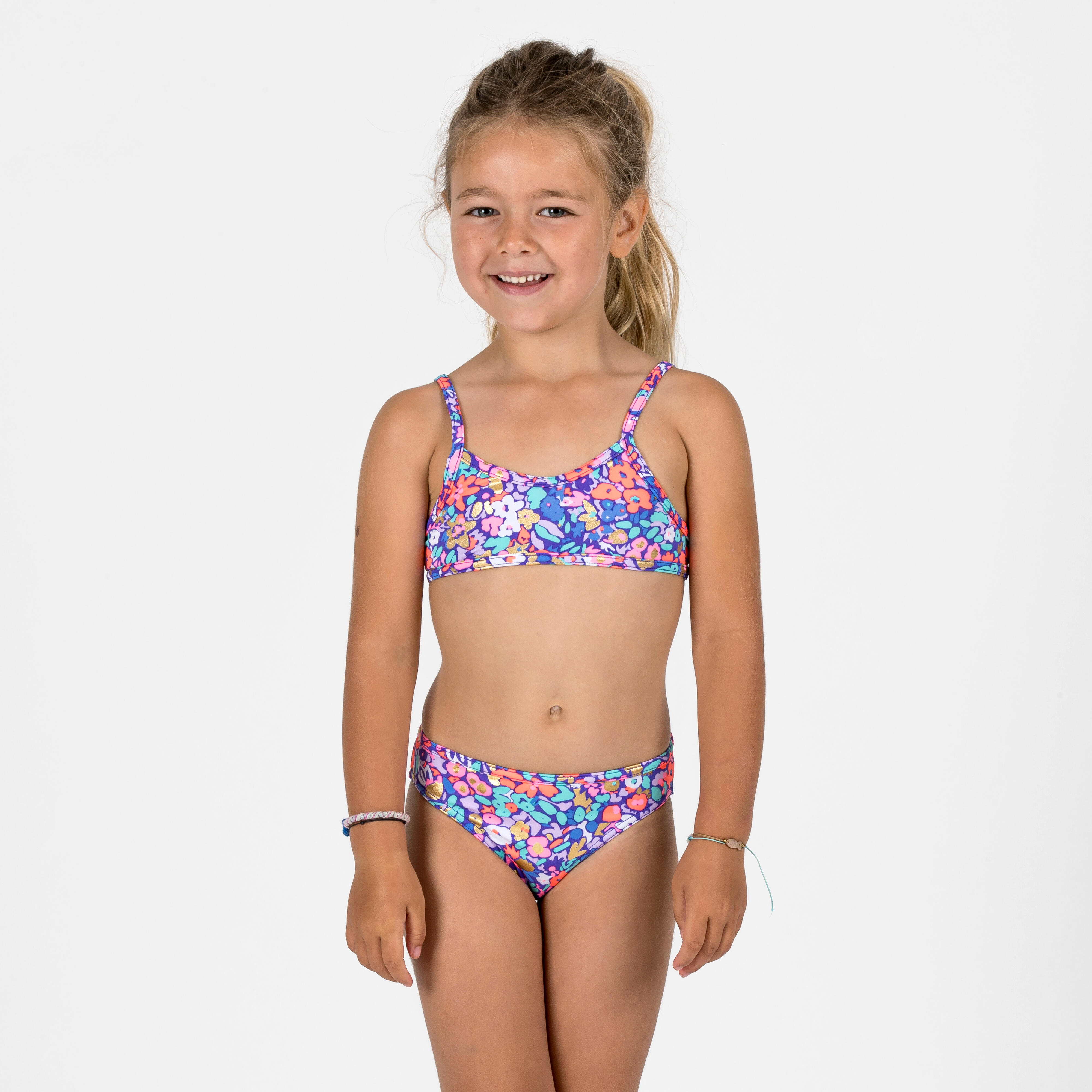 OLAIAN Bikini-Set Surfen M?dchen gekreuzte Tr?ger Boni bunt 123-130cm 7-8J