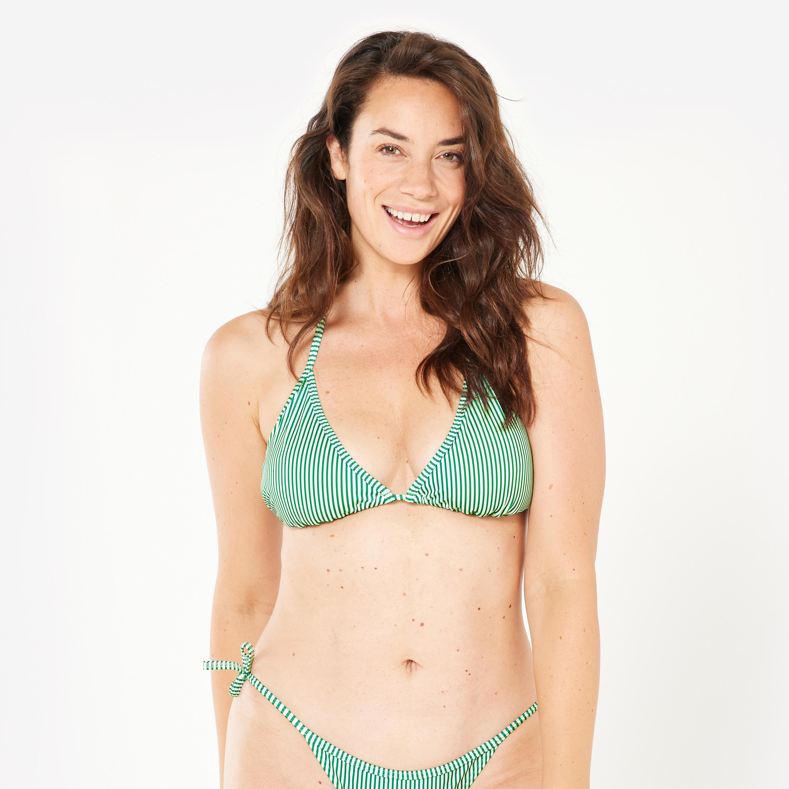 OLAIAN Bikini-Oberteil Damen Triangel gestreift Mae gr?n/wei? DE 44 / FR 46