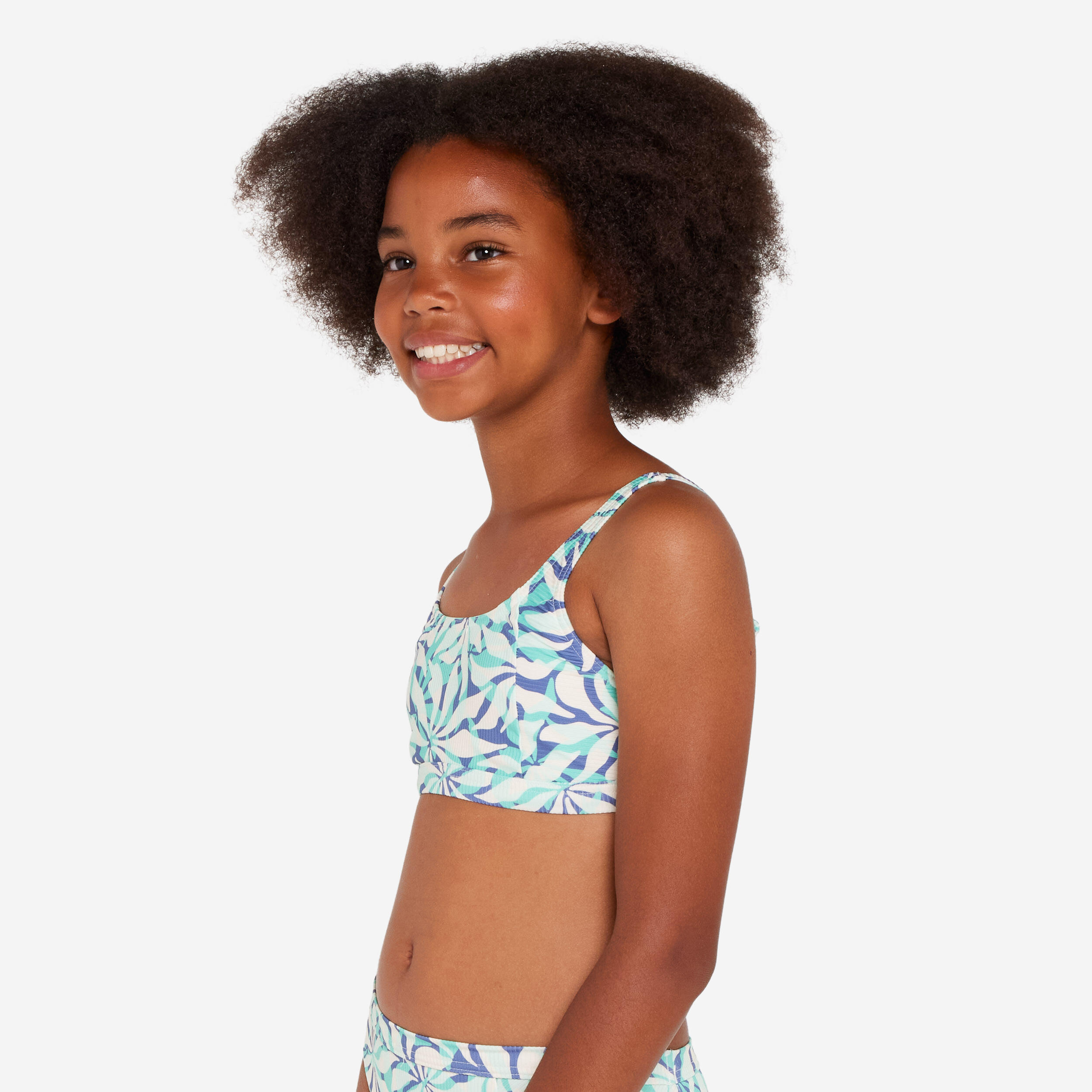 OLAIAN Bikini-Oberteil M?dchen Bustier verstellbar 500 Nora violett gebl?mt 149-159cm 12-13J