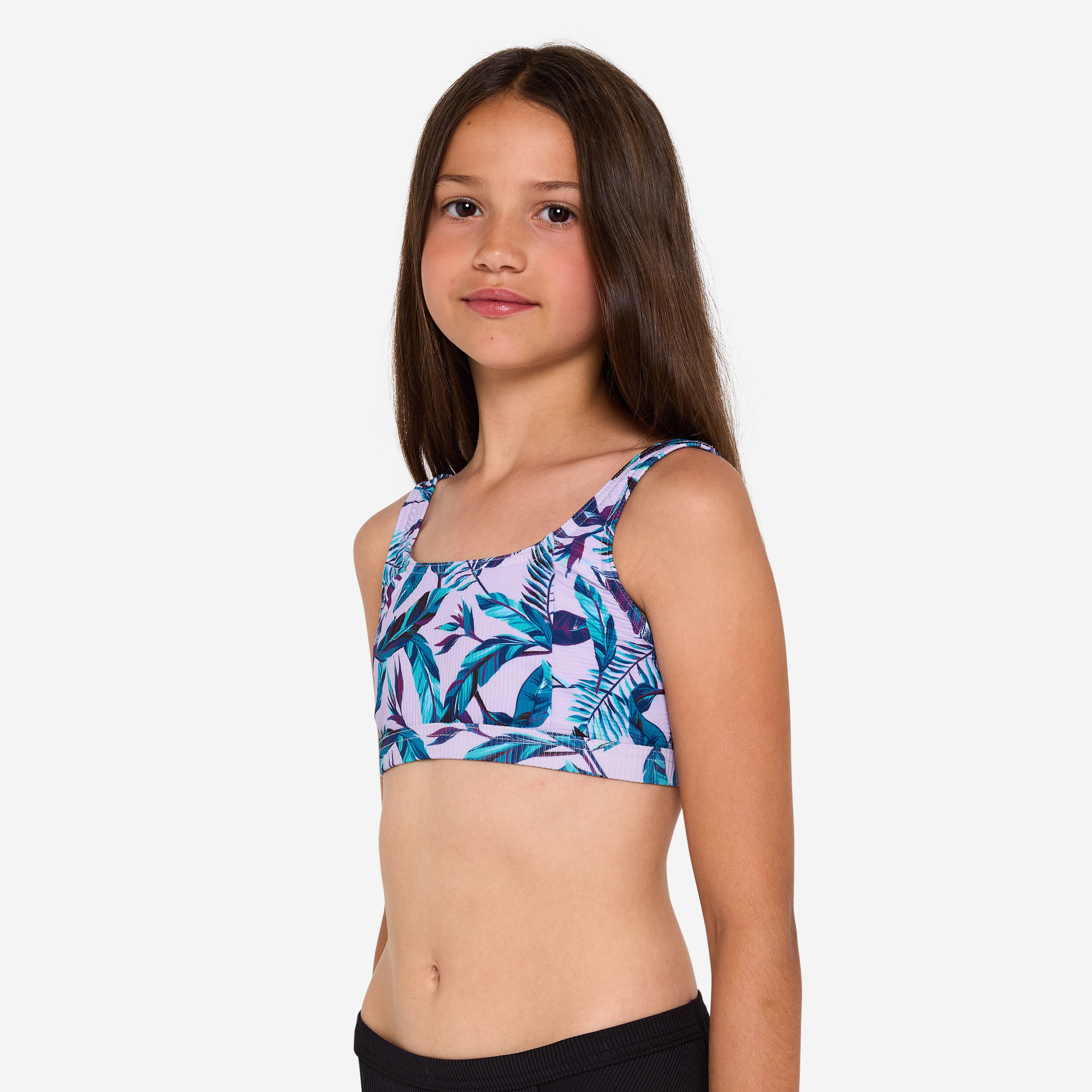 OLAIAN Bikini-Oberteil M?dchen Bustier verstellbar 500 Nora violett gebl?mt 160-166cm 14-15J