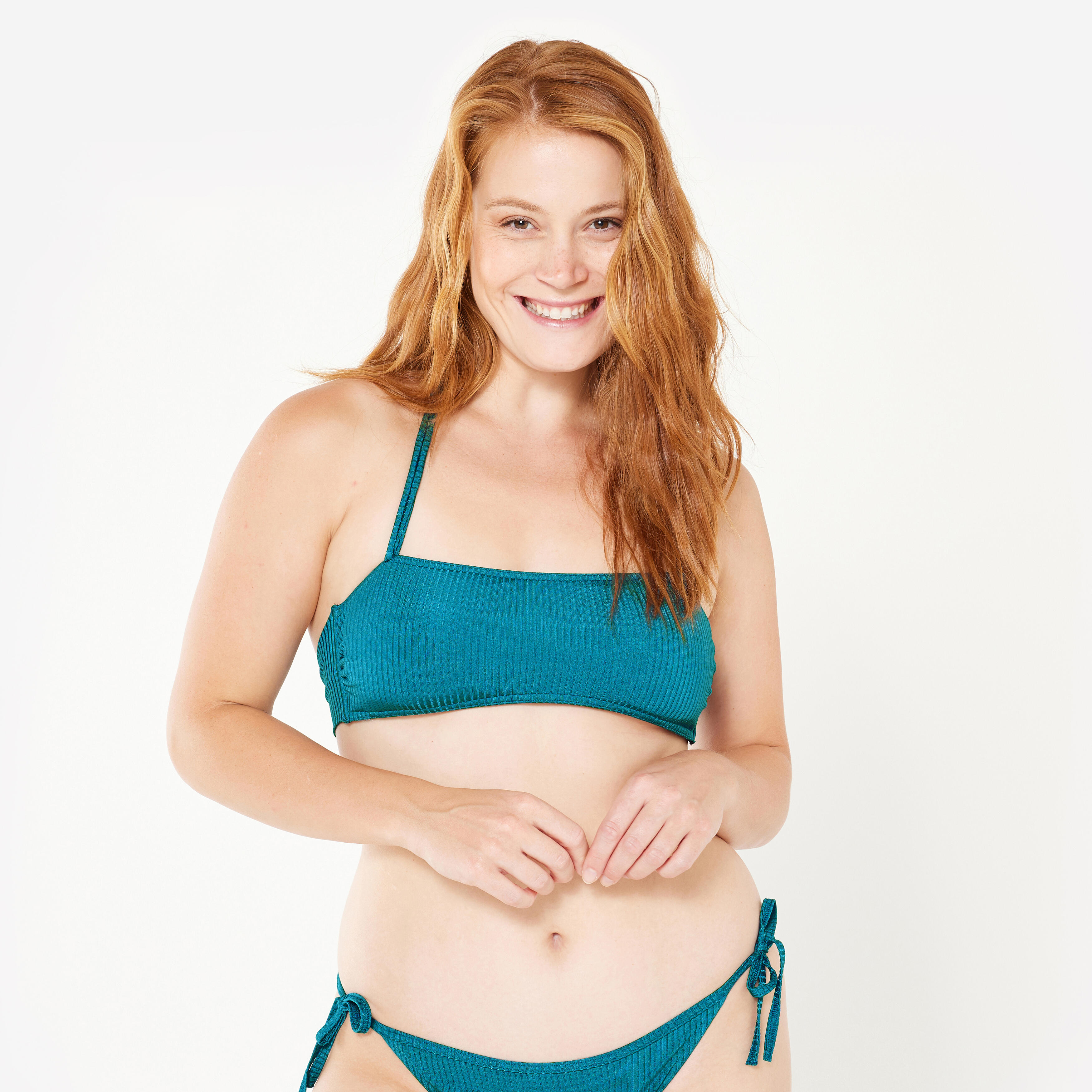 OLAIAN Bikini-Oberteil Damen Bandeau strukturiert Laura Folk blau 75 B