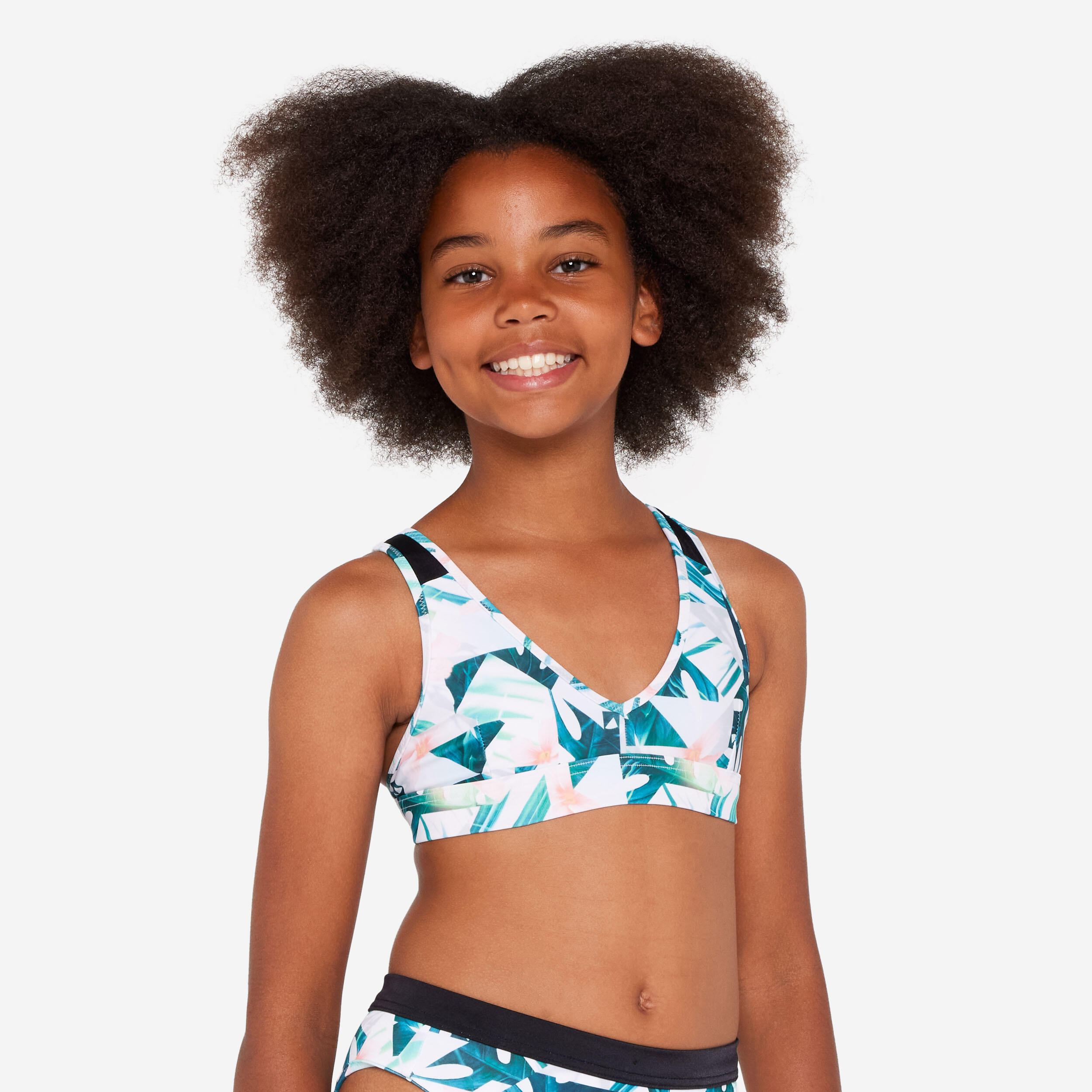 OLAIAN Bikini-Oberteil M?dchen Triangel Lily wei?/gebl?mt 160-166cm 14-15J