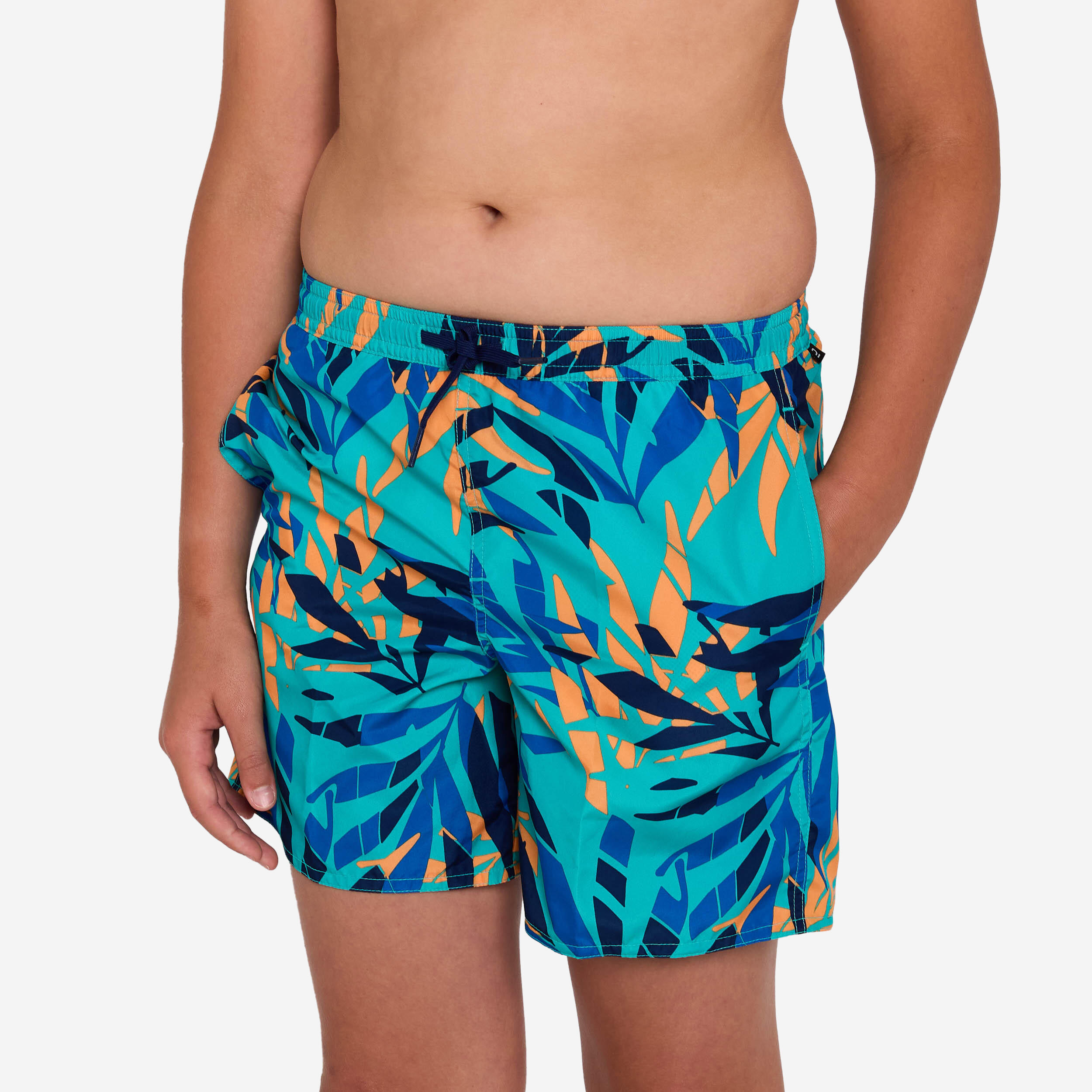 OLAIAN Boardshorts Surfen Jungen mit Taschen 100 Shadow Palm t?rkis 141-150cm 10-11J
