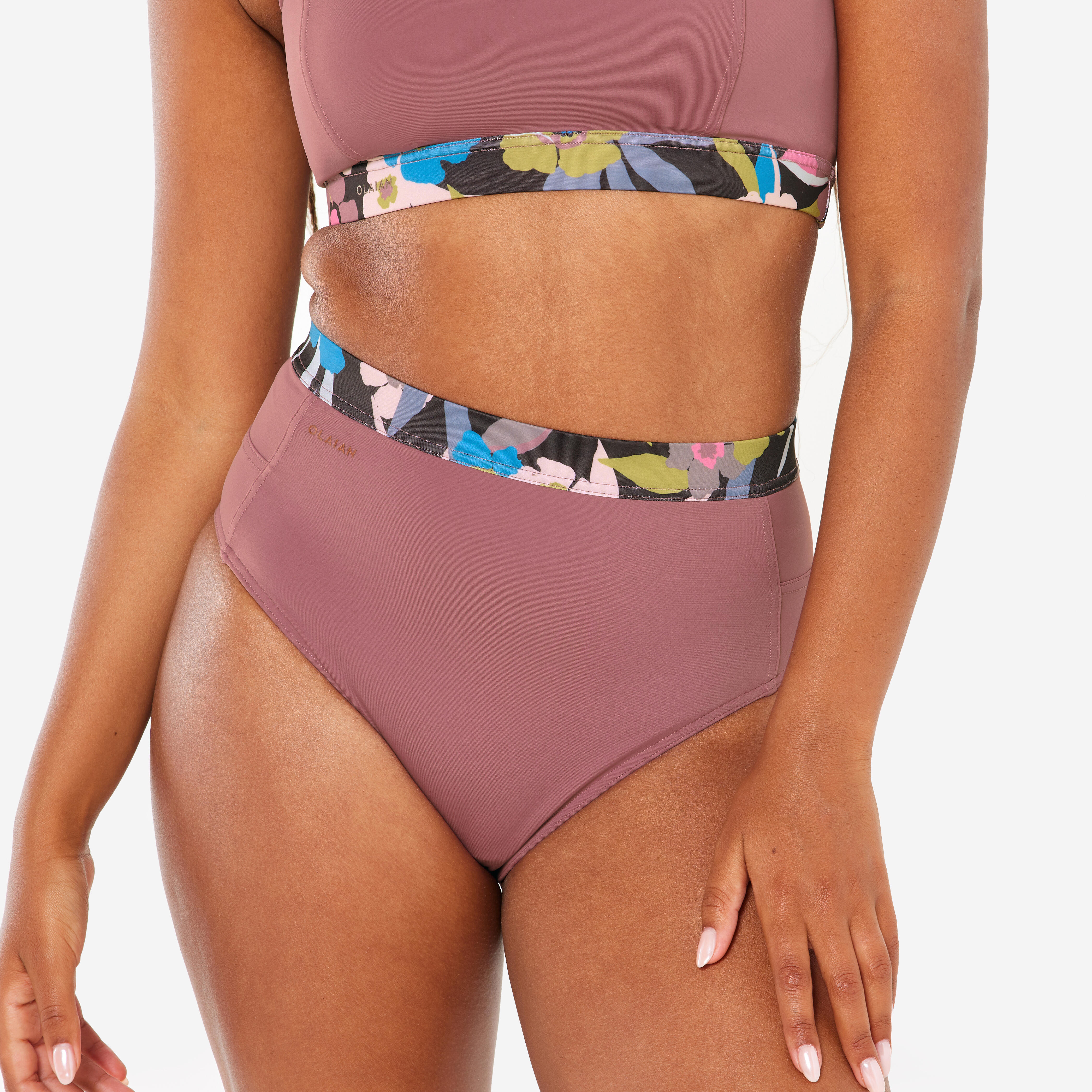 OLAIAN Bikini-Hose Surfen Damen hoher Bund Rosa violett DE 34 / FR 36