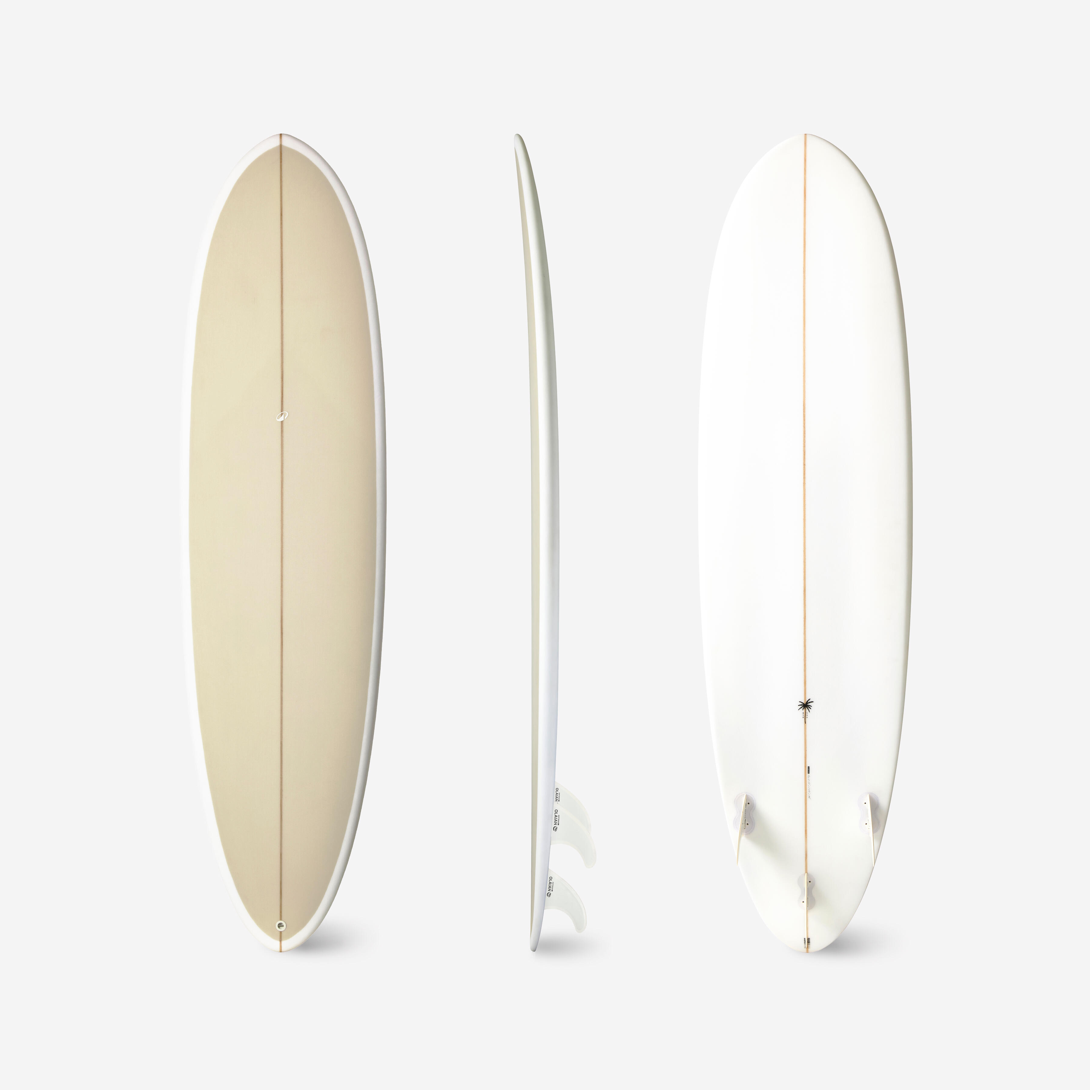 OLAIAN Surfboard Hybrid Harz 7' 49?l mit 3 Finnen beige 7'