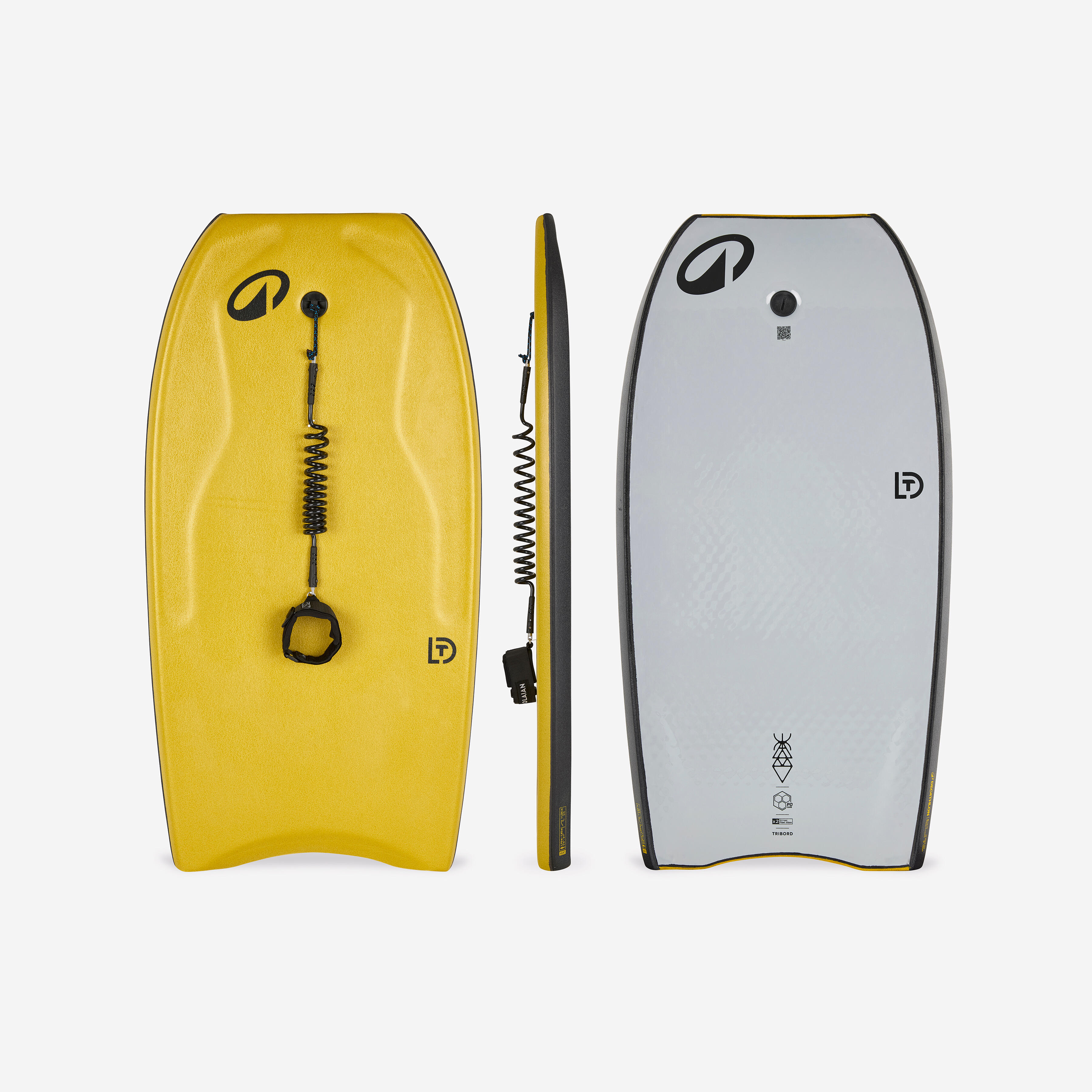 OLAIAN Bodyboard 500 Fortgeschrittene Double Stringer Mesh gelb/grau 43.5
