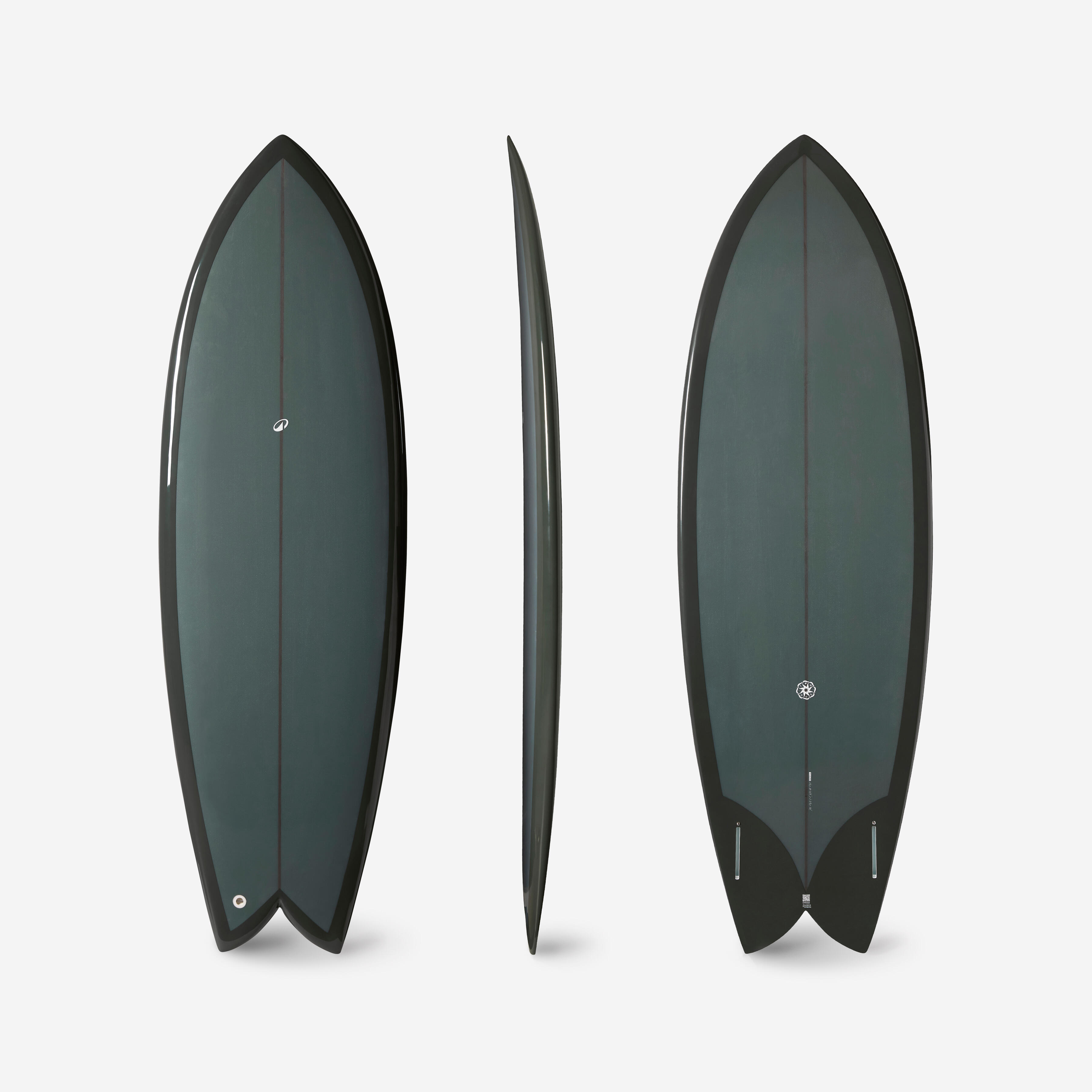 OLAIAN Surfboard Fish mit Futures Box ohne Finnen 900 5'8 dunkelgrün 5'8
