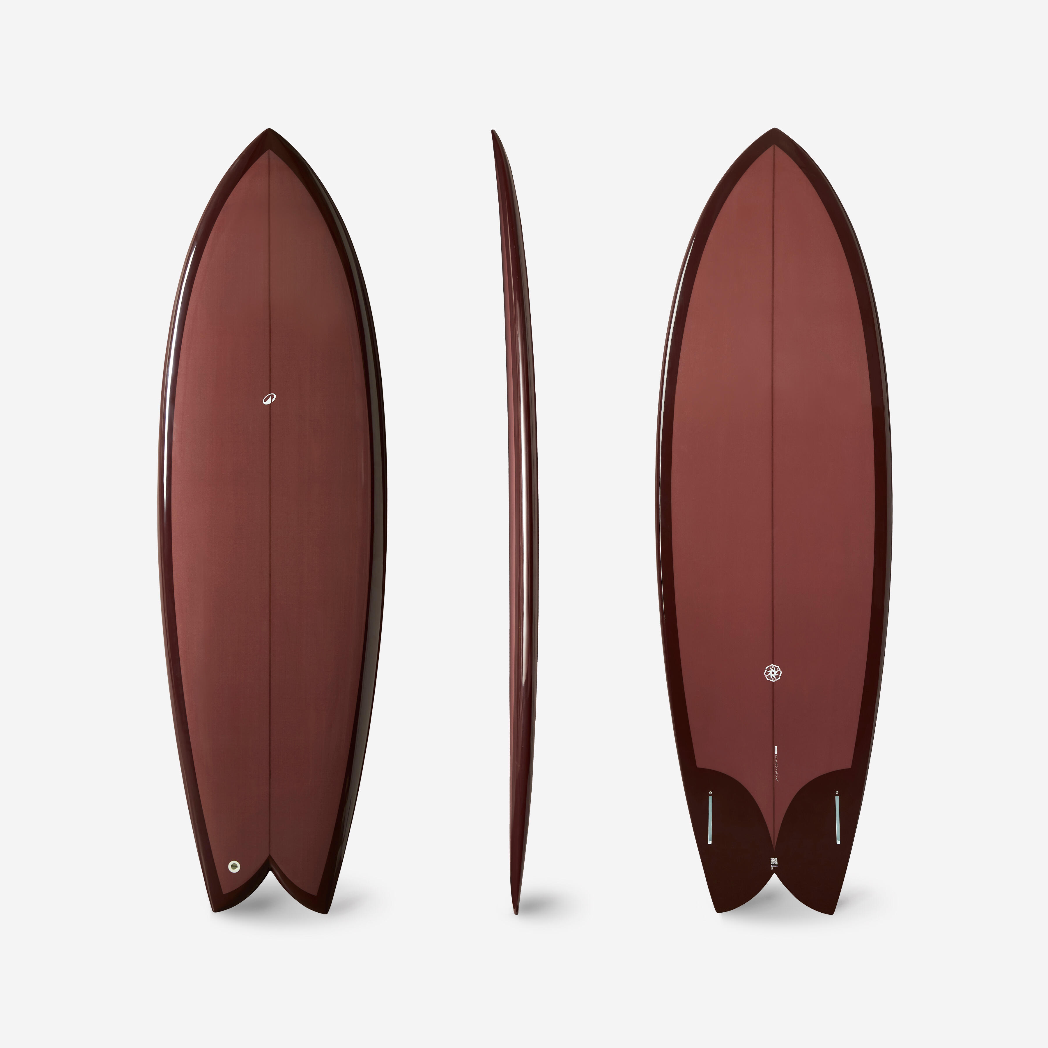 OLAIAN Surfboard Fish mit Futures Box ohne Finnen 900 6'1 bordeaux 6'1
