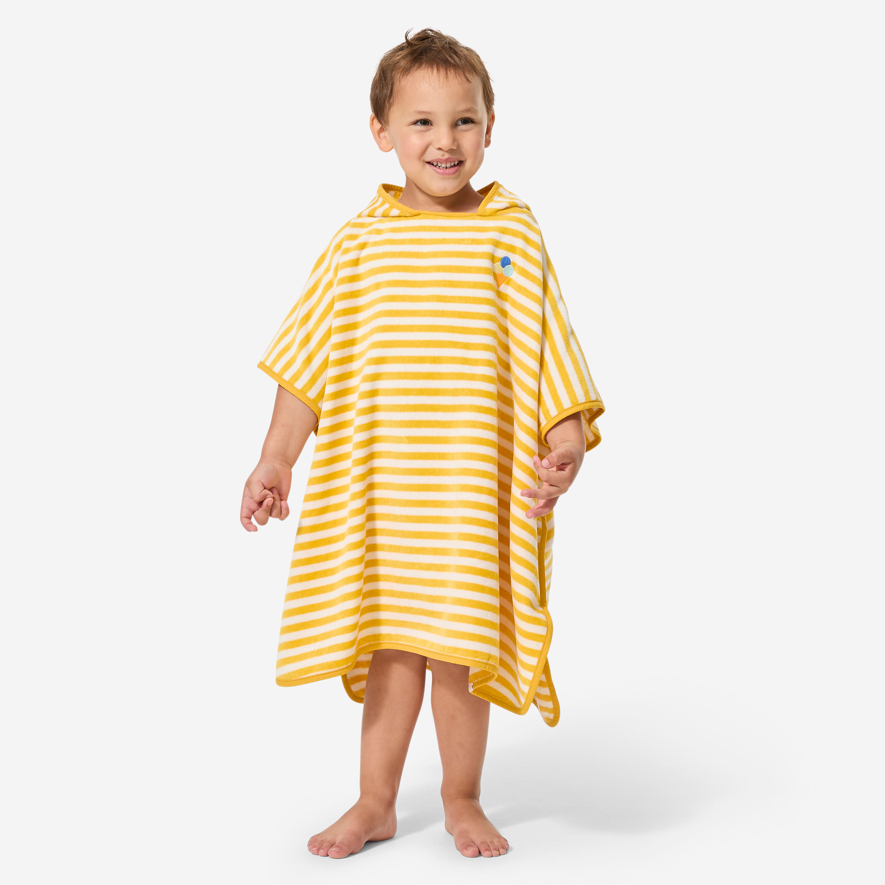 Decathlon Bade-Poncho Baby - gelb gestreift 73-95 cm 1-3J