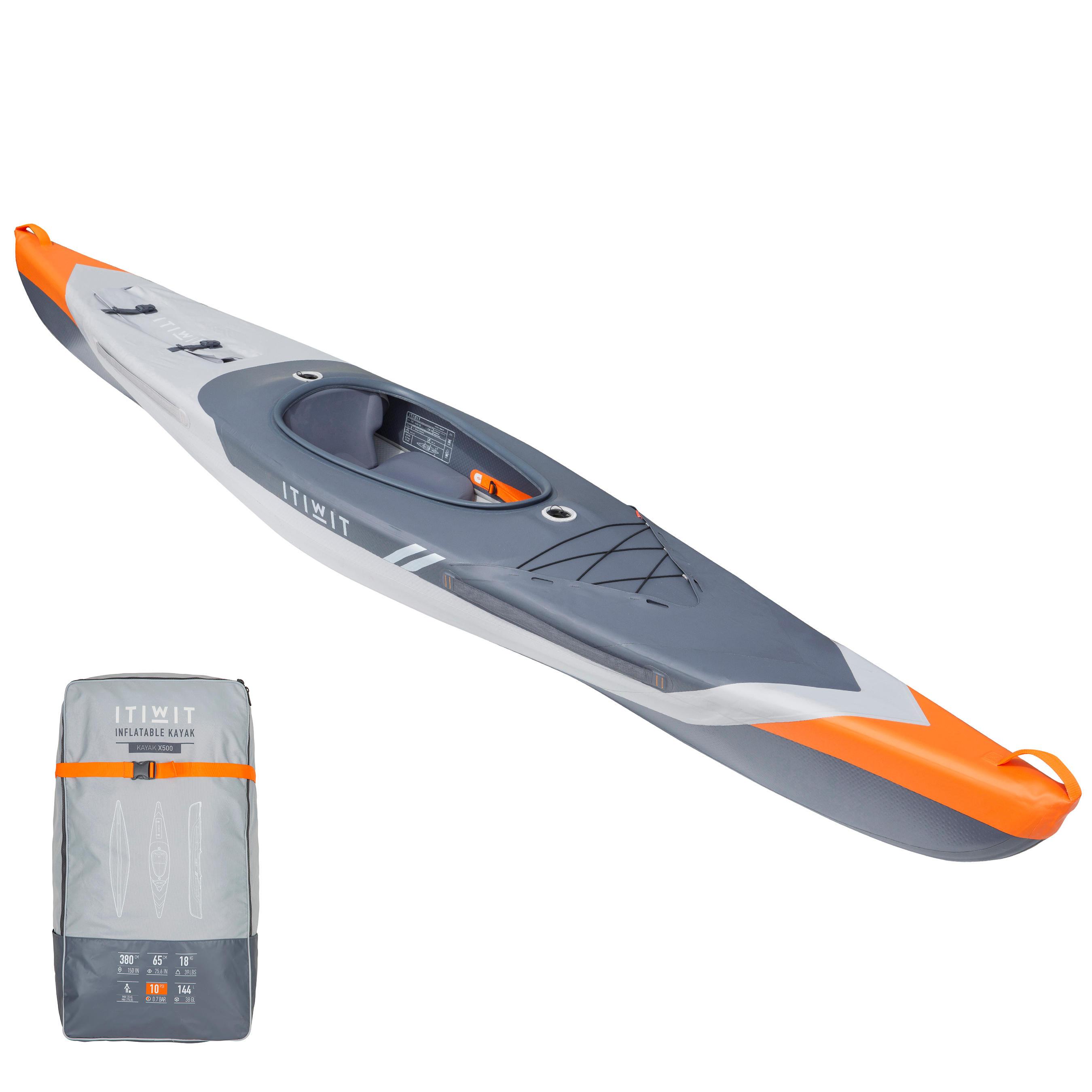 ITIWIT Kajak aufblasbar Hochdruck Drop Stitch 1-Sitzer - X500 Touring No Size