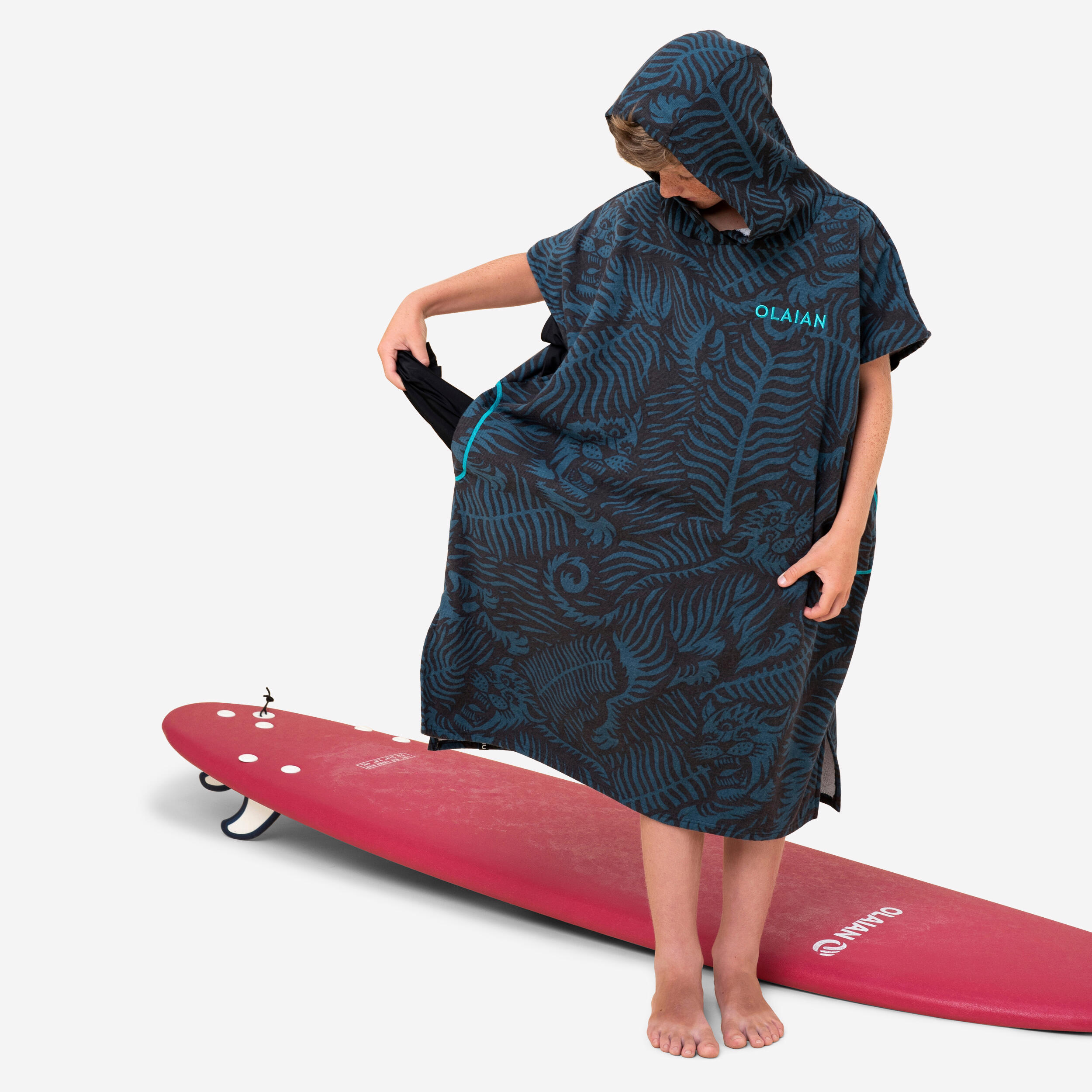 OLAIAN Surf-Poncho Kinder 550 Tiger 135-160 cm schwarz