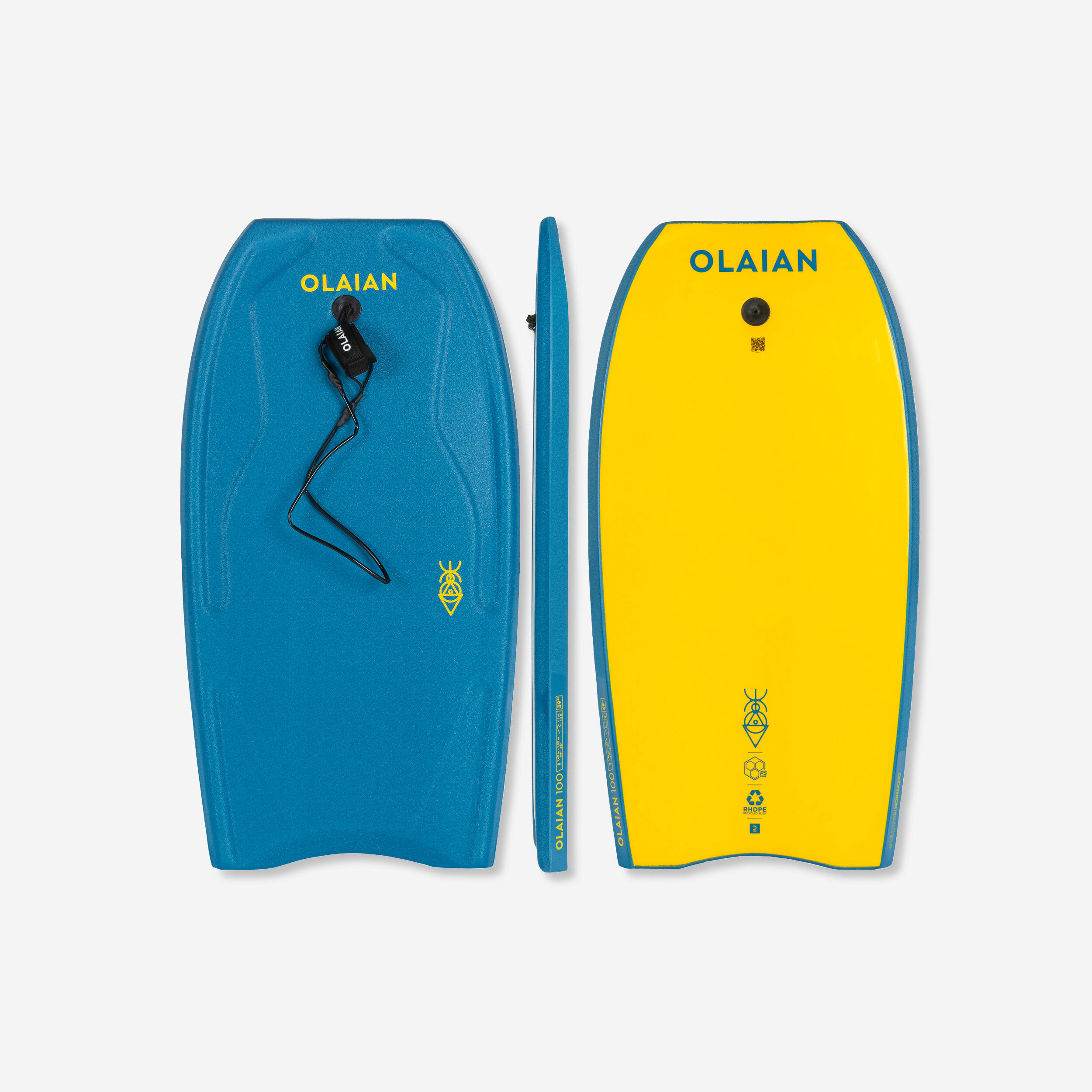 OLAIAN Bodyboard 100 Einsteiger Boden aus Polyethylen (PE) High-Density recycelt blau