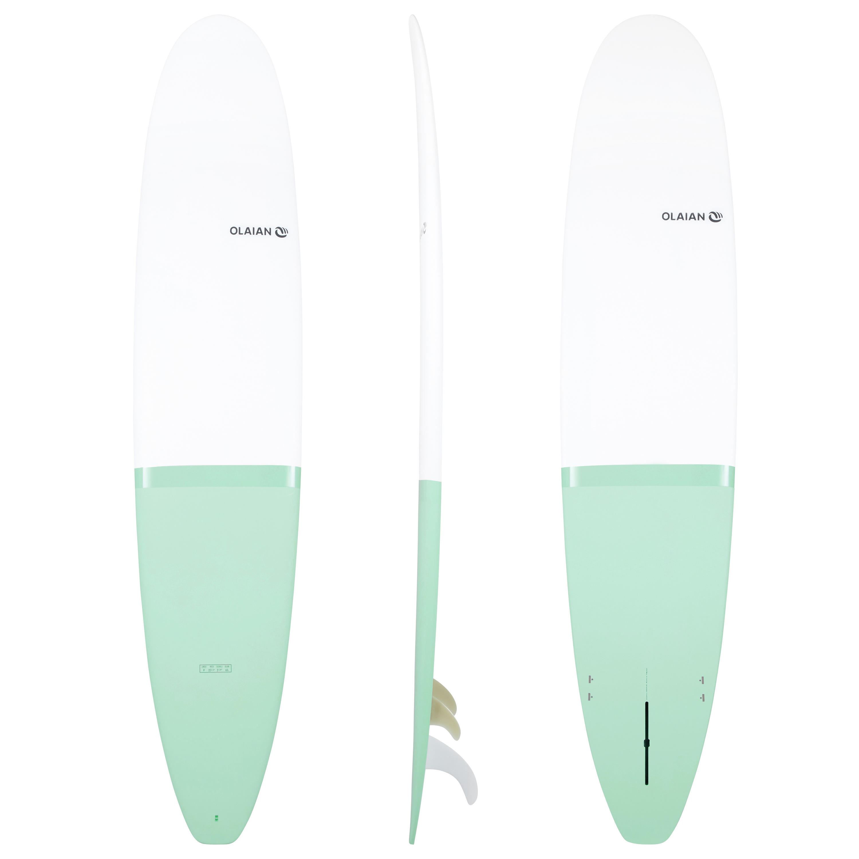 OLAIAN Surfboard Longboard 900 klassisch 9' inkl. 2+1 Finnen.
