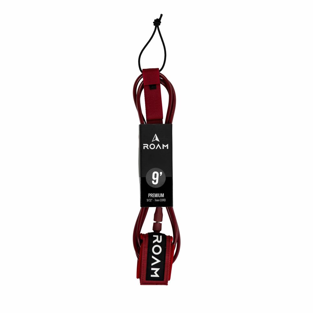 ROAM Surfboard Leash Premium 9.0 Dunkelrot